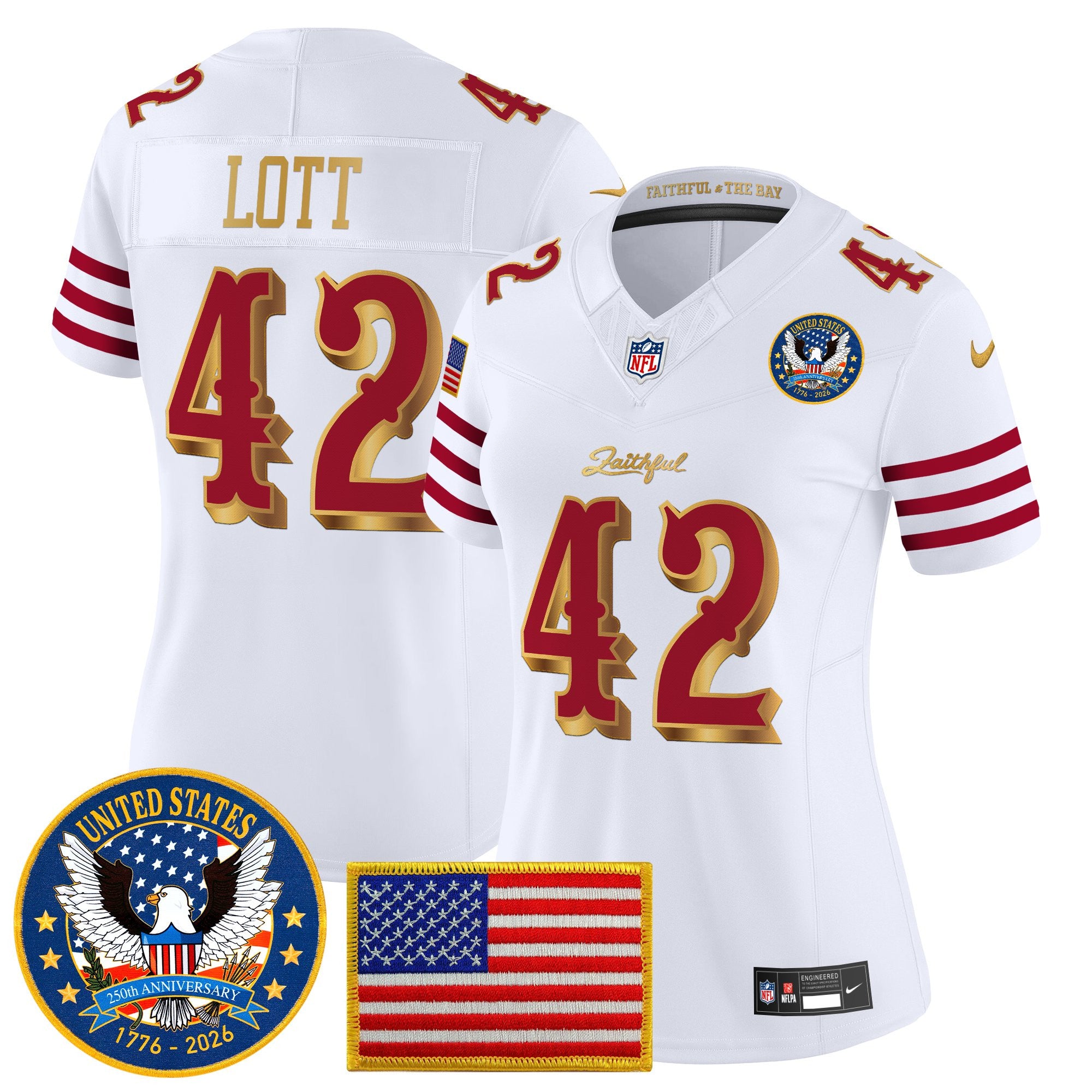 Women's San Francisco 49ers "United States 250th Anniversary Patch" Vapor Limited Jersey - All Stitched