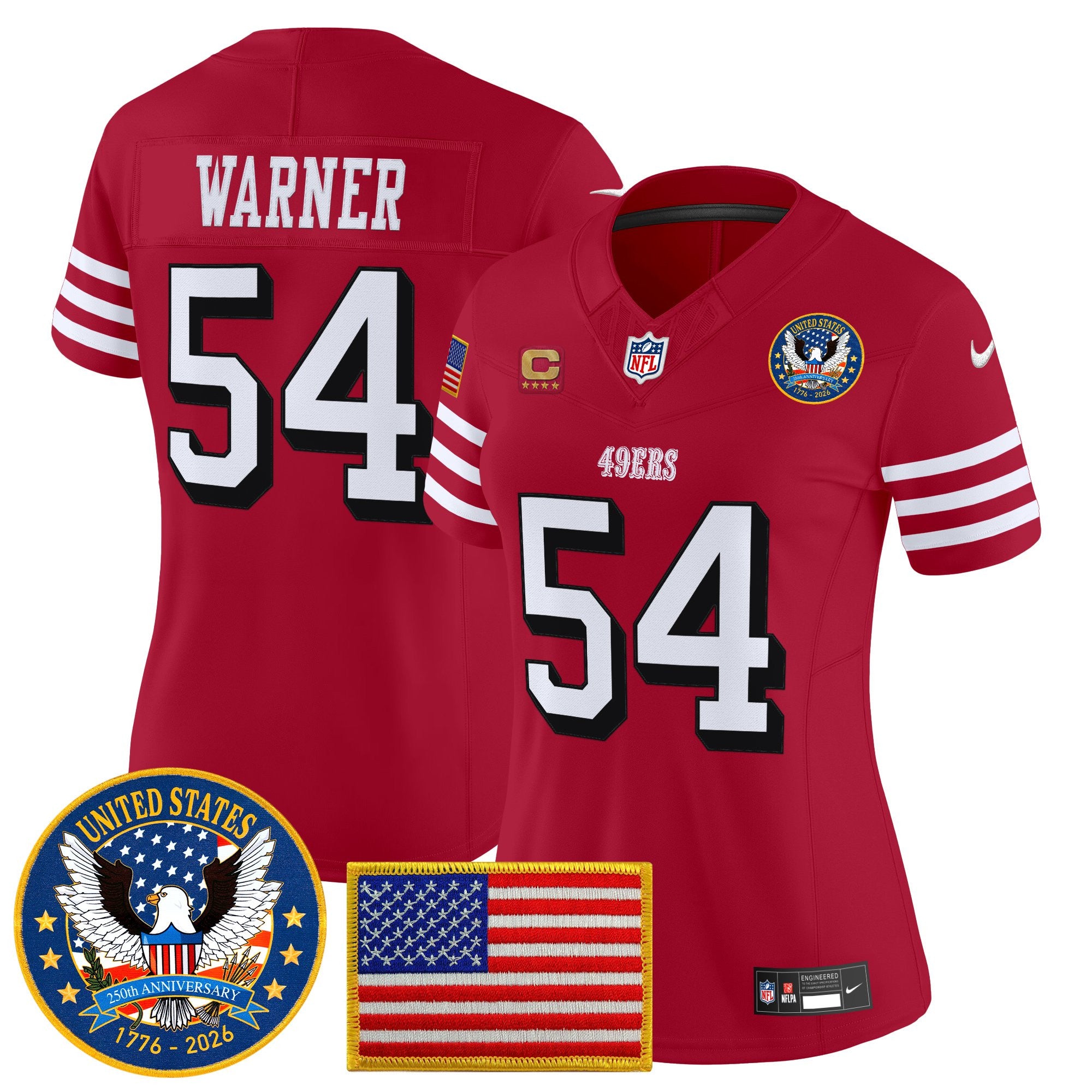 Women's San Francisco 49ers "United States 250th Anniversary Patch" Vapor Limited Jersey - All Stitched