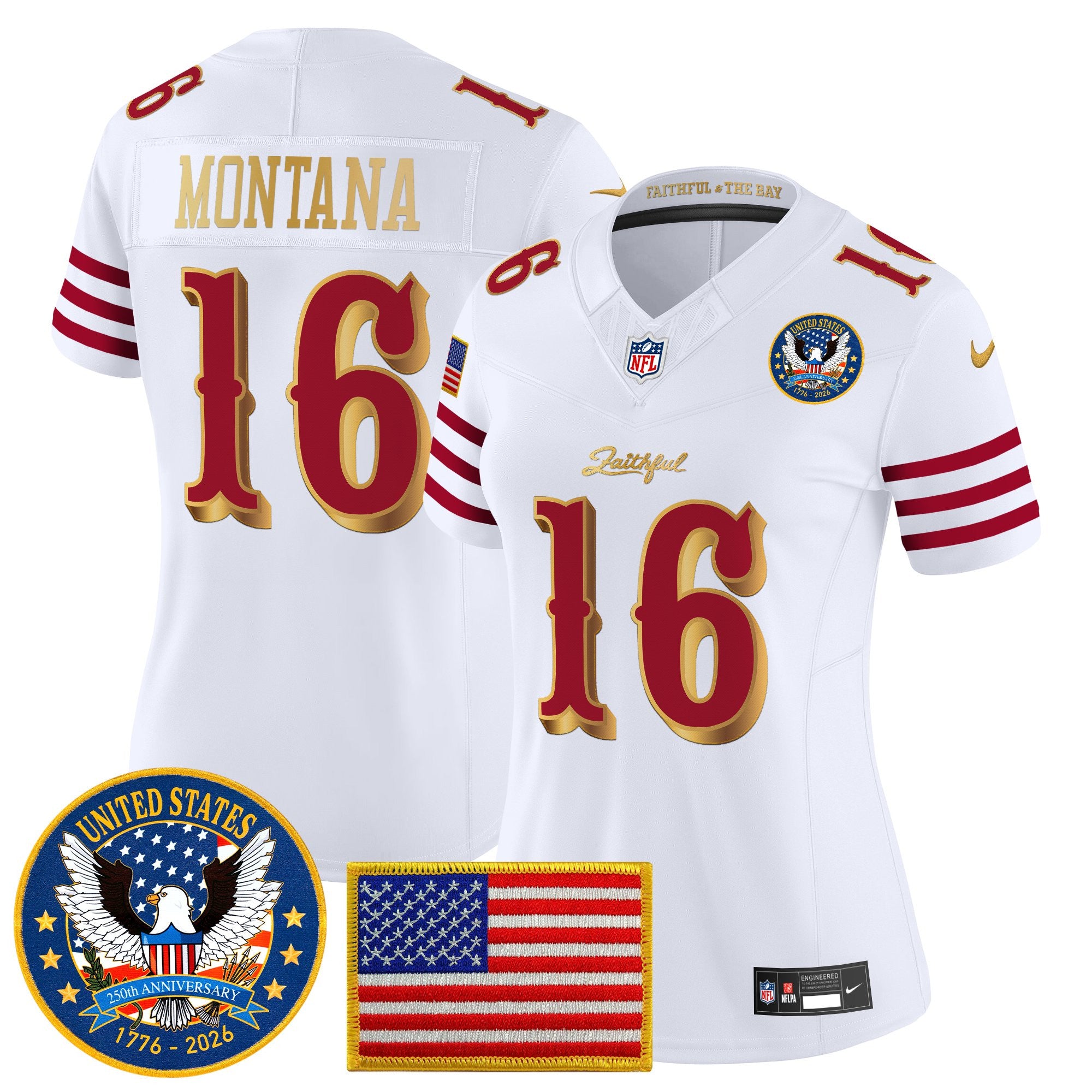 Women's San Francisco 49ers "United States 250th Anniversary Patch" Vapor Limited Jersey - All Stitched