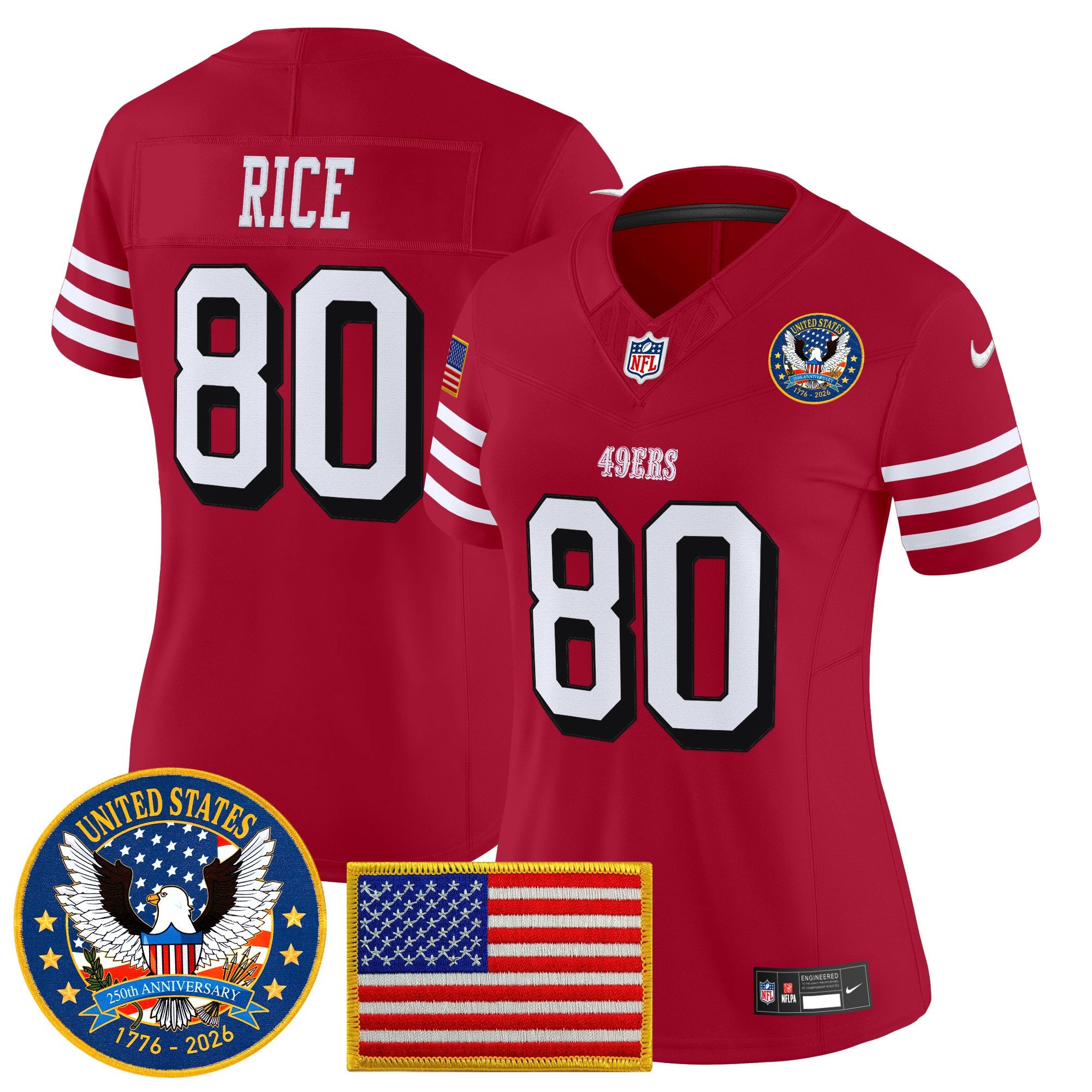 Women's San Francisco 49ers "United States 250th Anniversary Patch" Vapor Limited Jersey - All Stitched