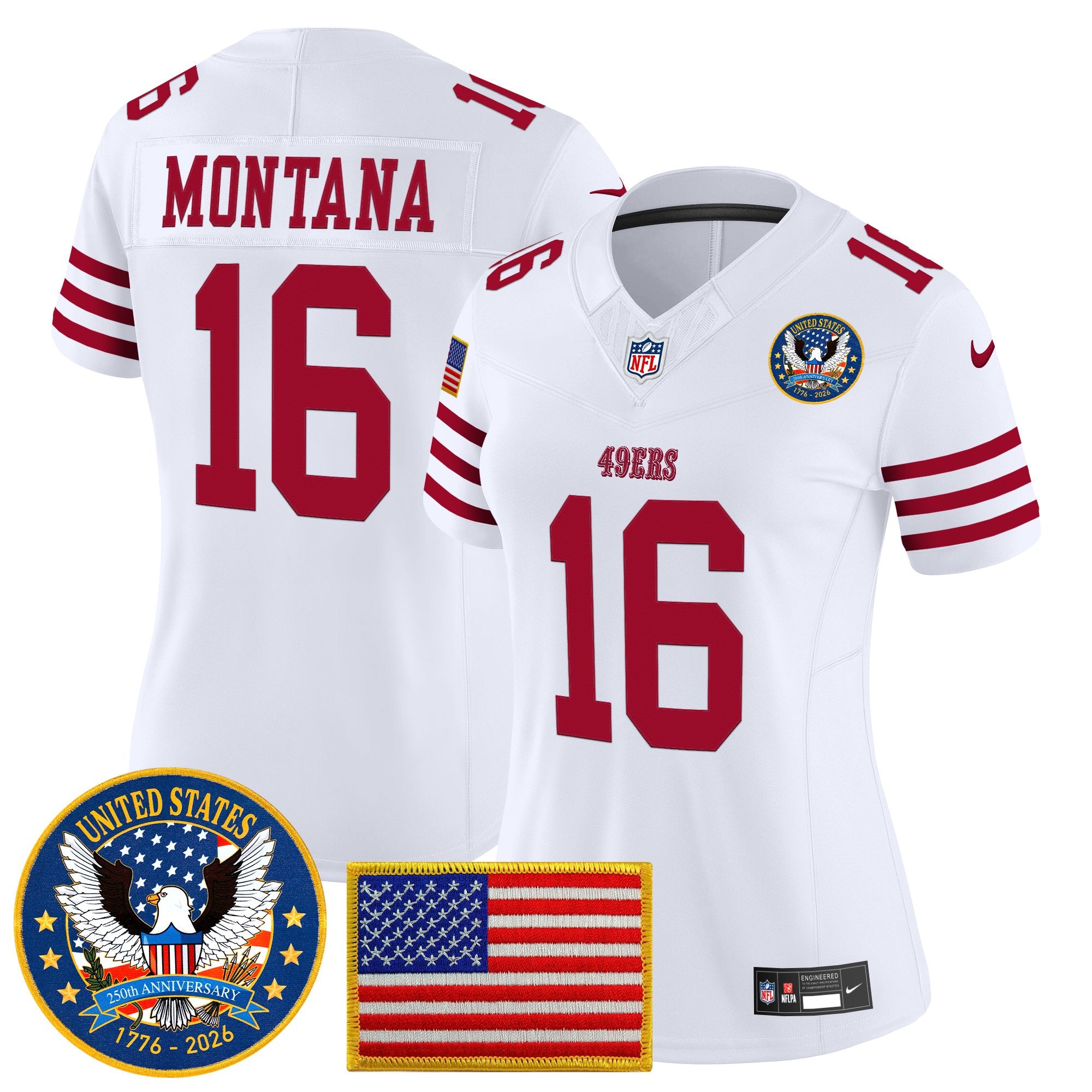 Women's San Francisco 49ers "United States 250th Anniversary Patch" Vapor Limited Jersey - All Stitched
