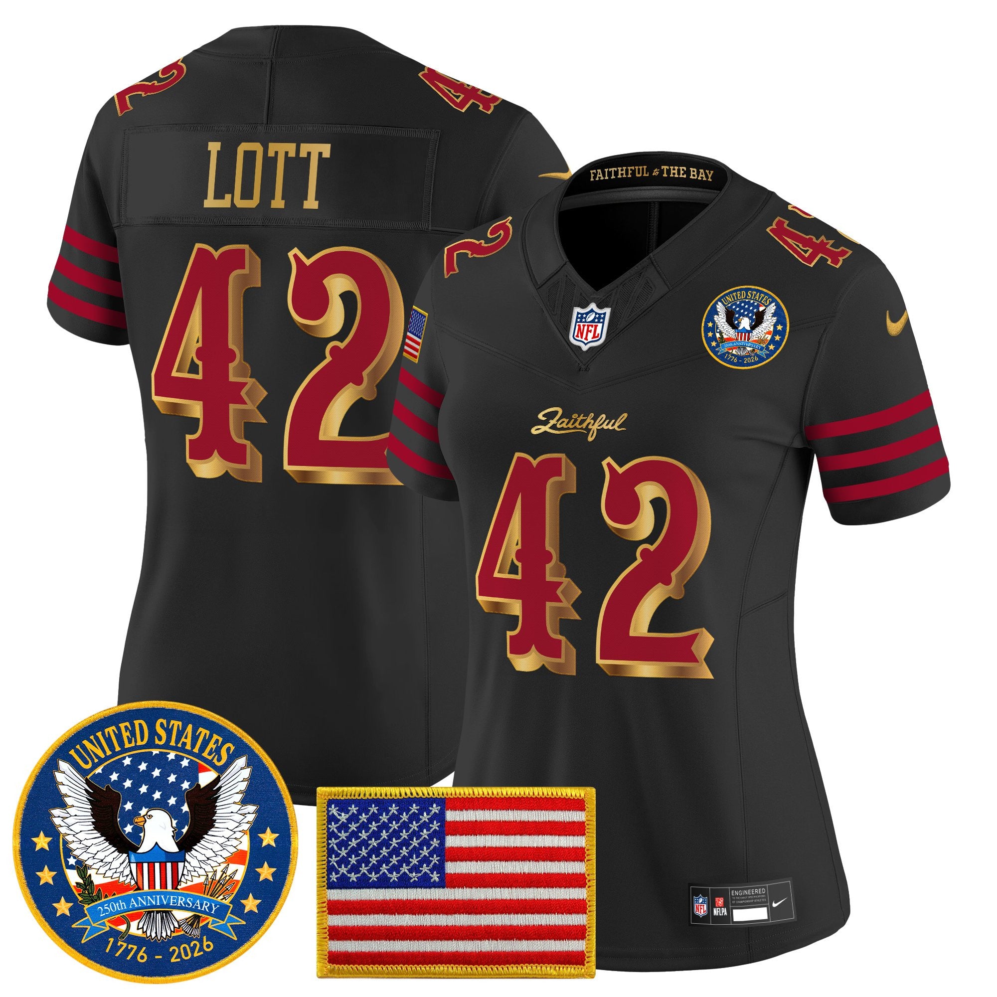 Women's San Francisco 49ers "United States 250th Anniversary Patch" Vapor Limited Jersey - All Stitched