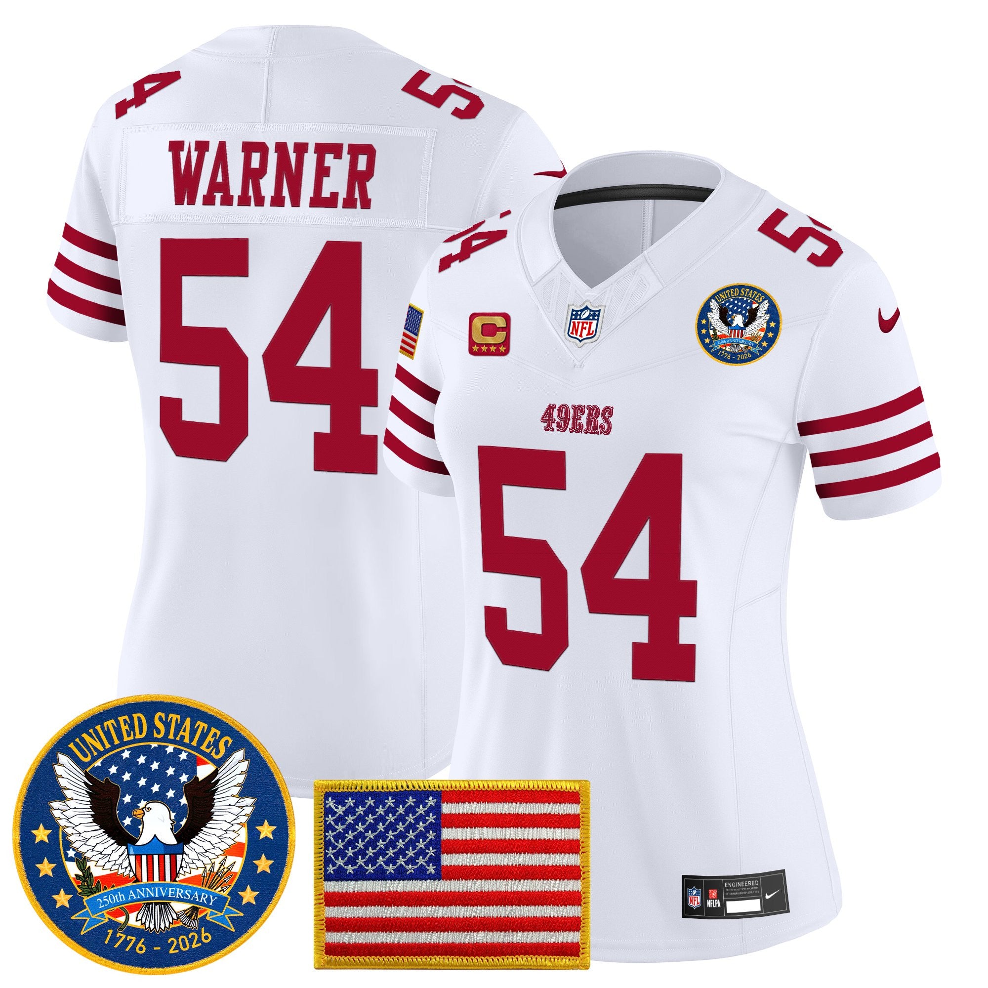 Women's San Francisco 49ers "United States 250th Anniversary Patch" Vapor Limited Jersey - All Stitched