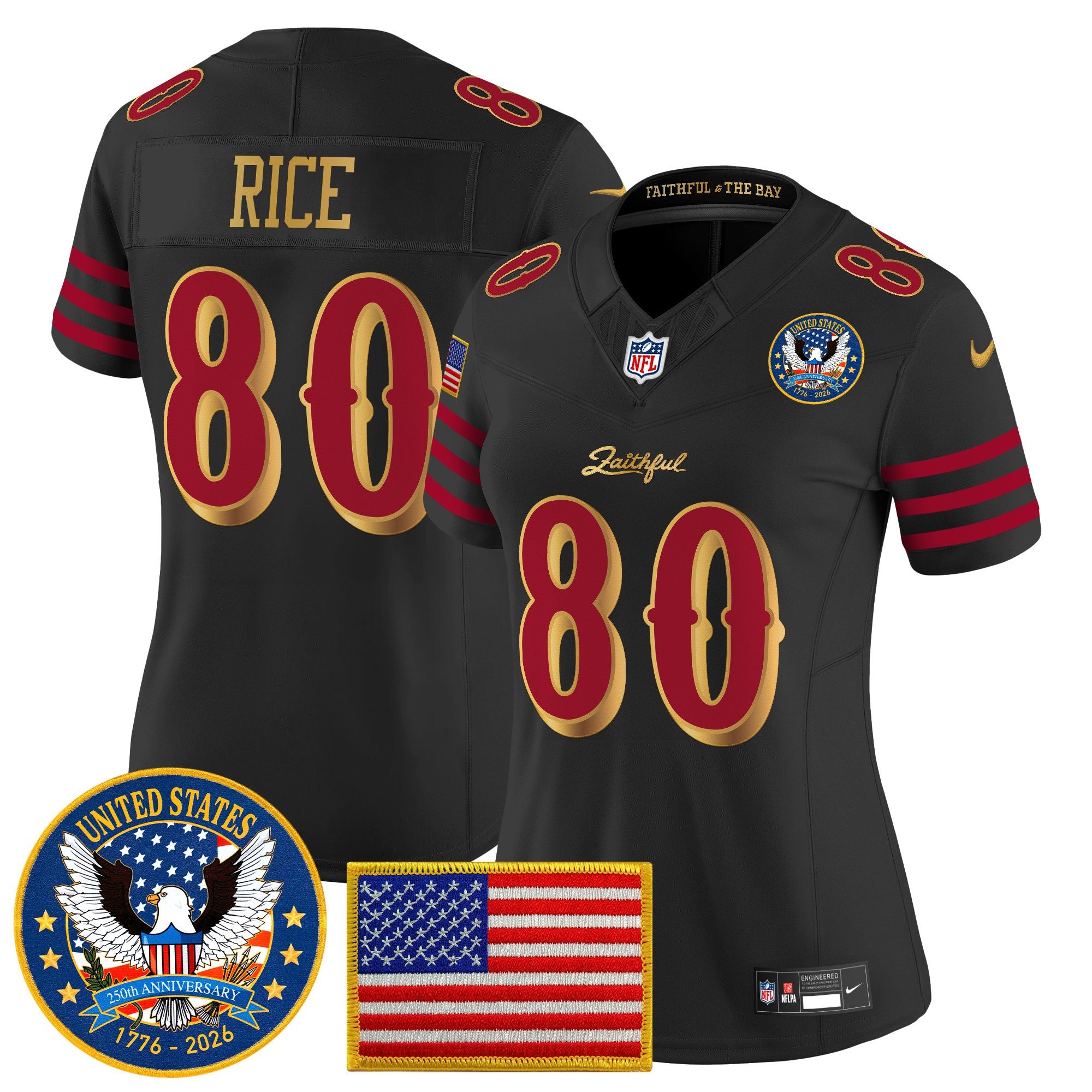 Women's San Francisco 49ers "United States 250th Anniversary Patch" Vapor Limited Jersey - All Stitched