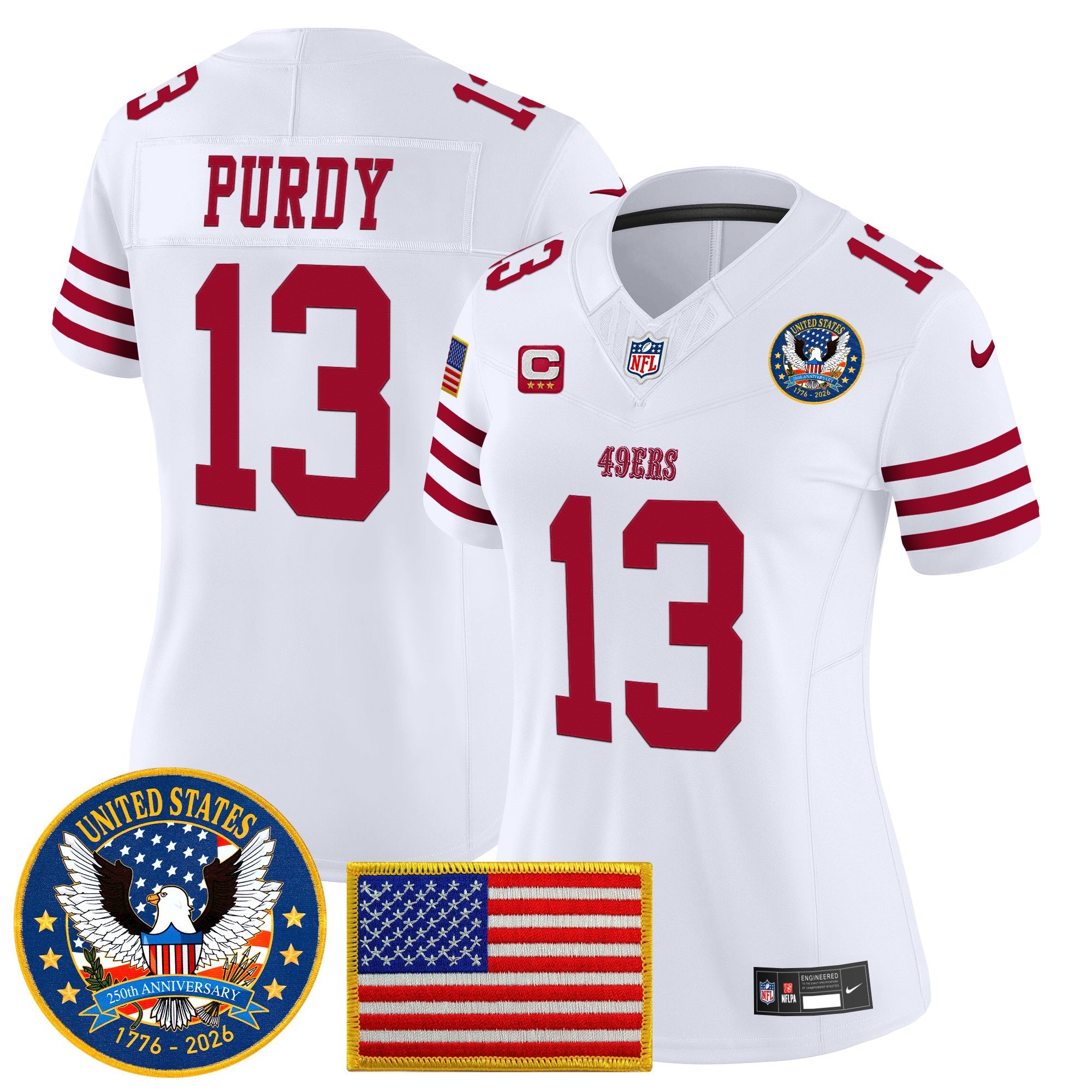 Women's San Francisco 49ers "United States 250th Anniversary Patch" Vapor Limited Jersey - All Stitched