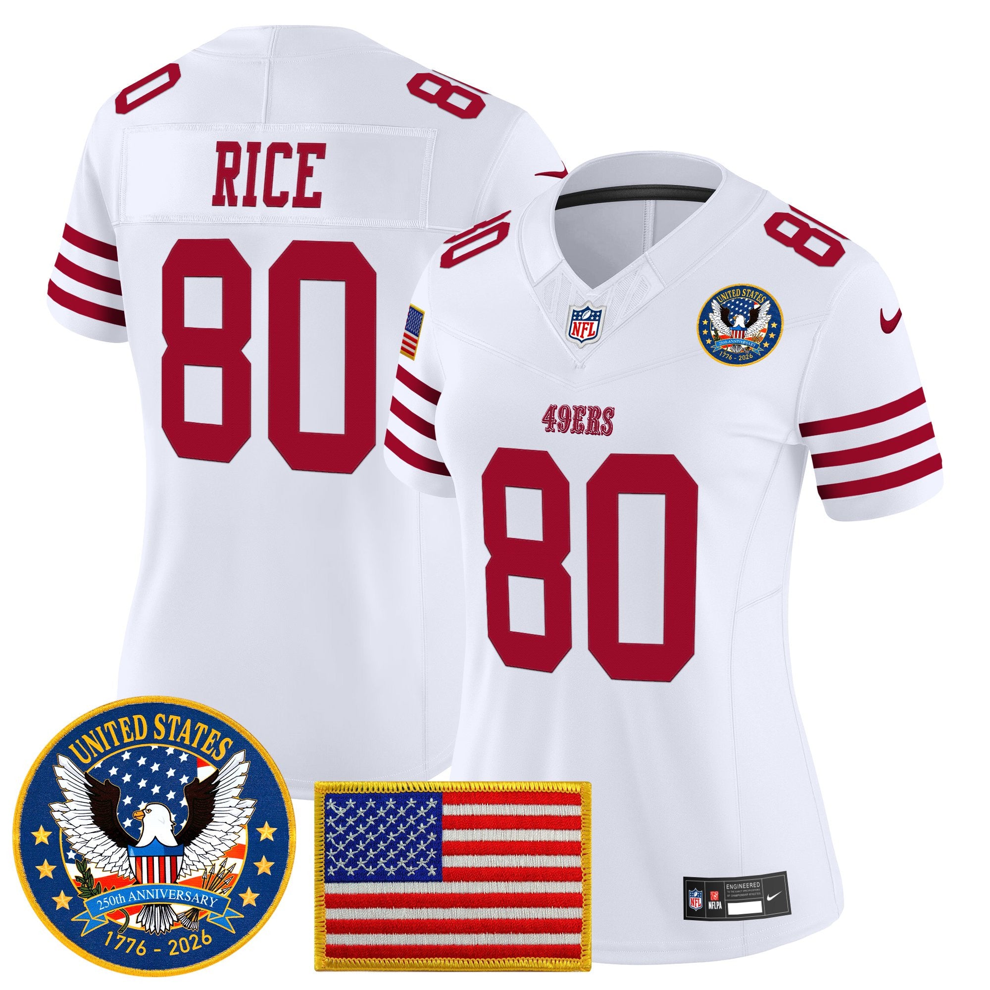 Women's San Francisco 49ers "United States 250th Anniversary Patch" Vapor Limited Jersey - All Stitched
