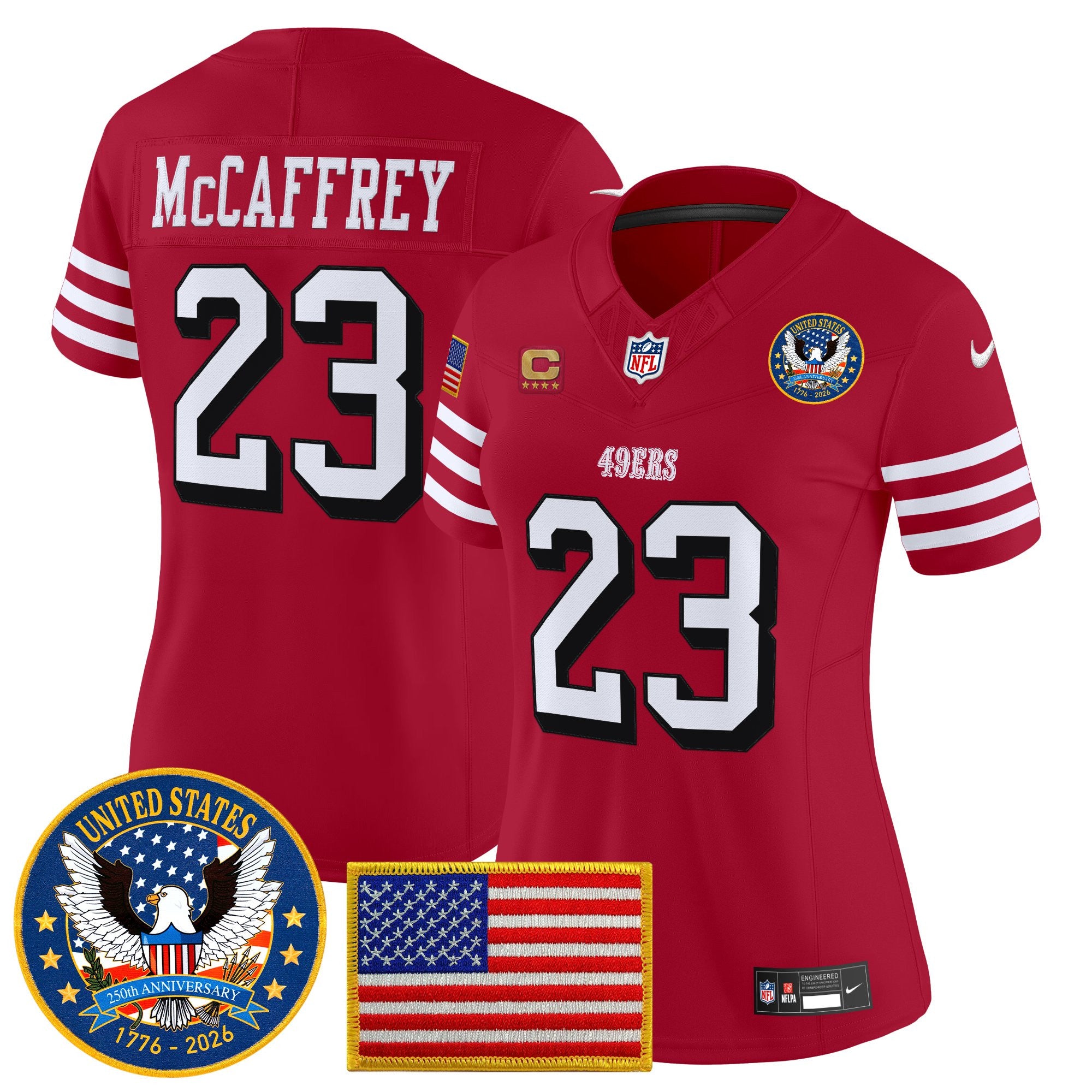Women's San Francisco 49ers "United States 250th Anniversary Patch" Vapor Limited Jersey - All Stitched
