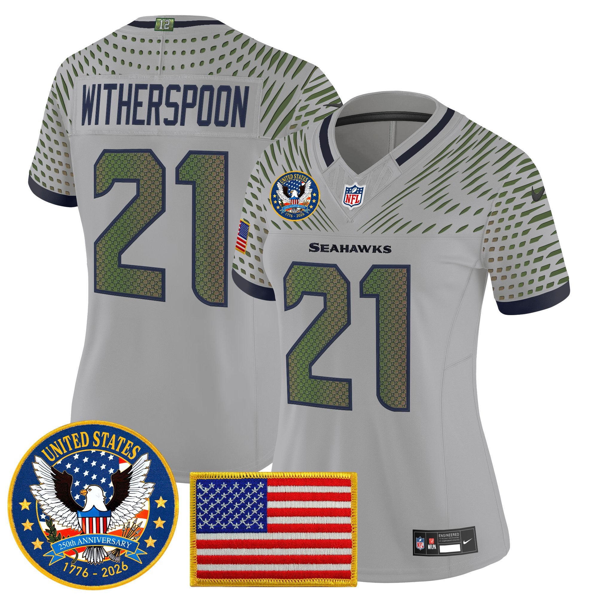 Women's Seattle Seahawks "United States 250th Anniversary Patch" Vapor Limited Jersey - All Stitched