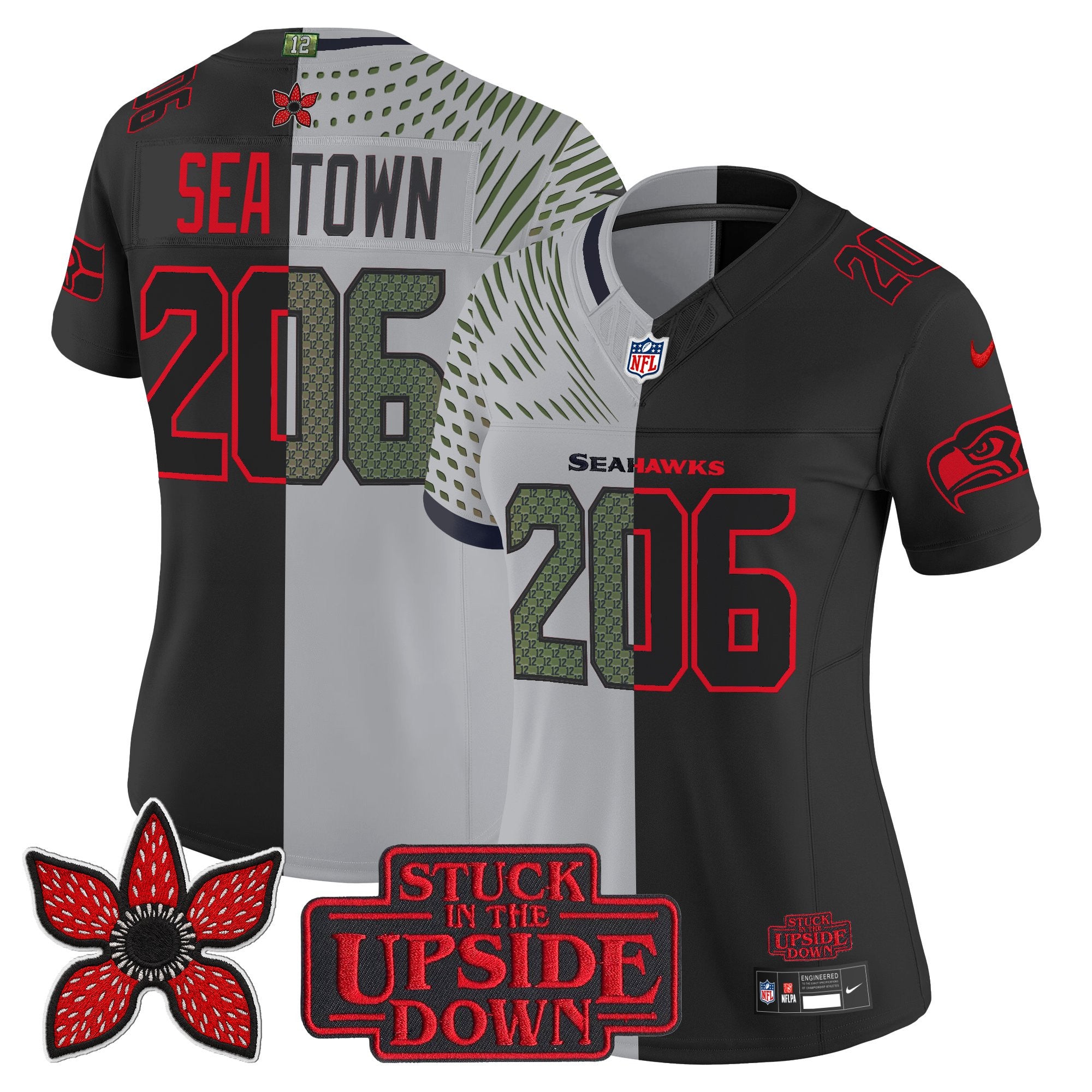 Women's Seattle Seahawks 'Upside Down Edition' Vapor Limited Jersey - All Stitched