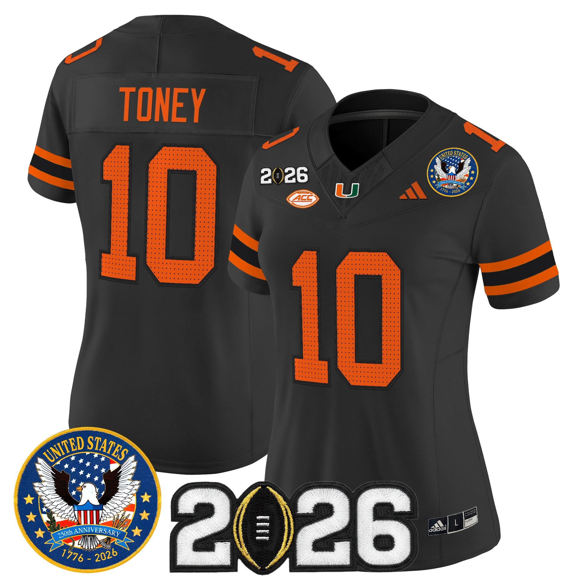 Women's Miami Hurricanes "United States 250th Anniversary & 2026 CFP Final Patch" Vapor Limited Jersey - All Stitched