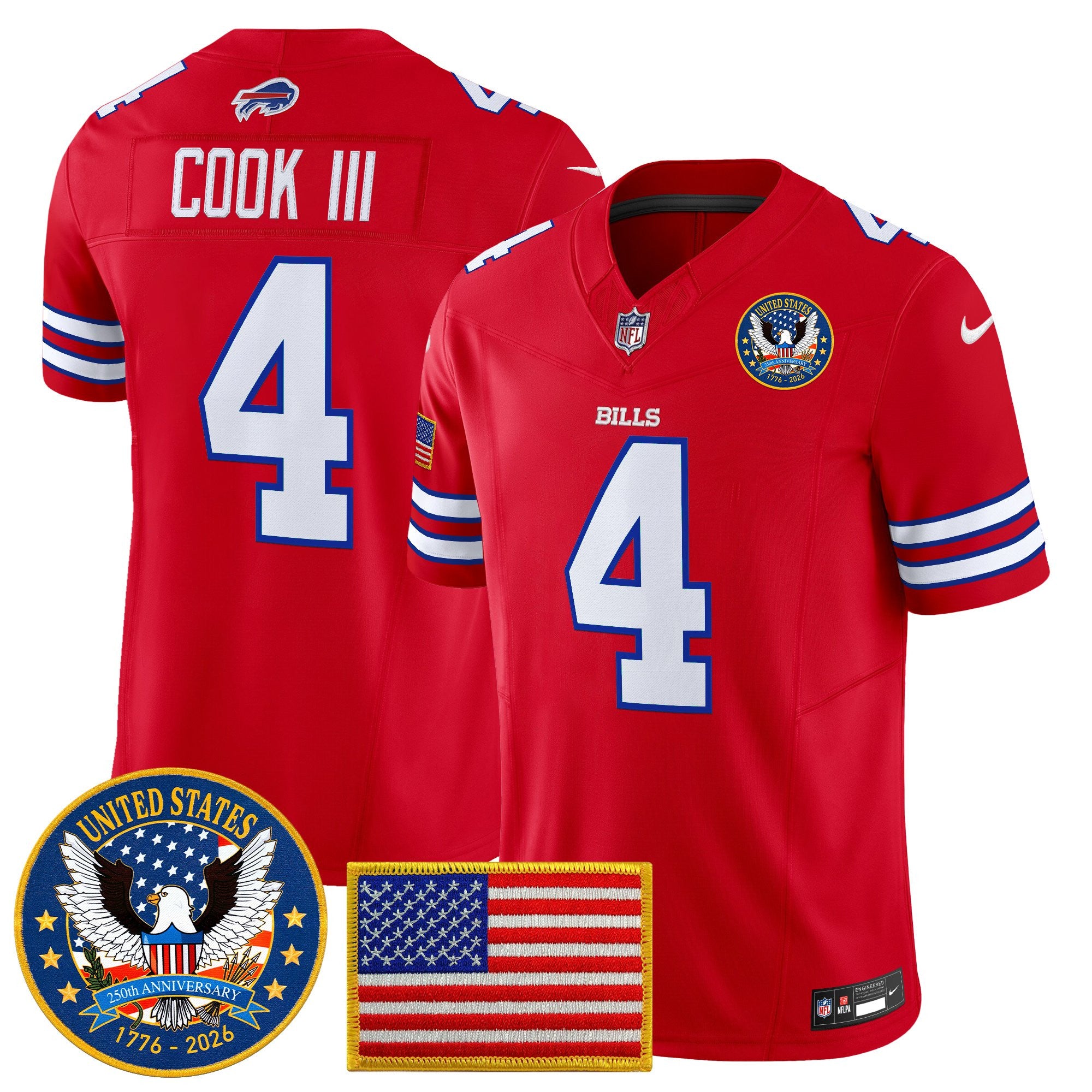Men's Buffalo Bills "United States 250th Anniversary Patch" Vapor Limited Jersey - All Stitched