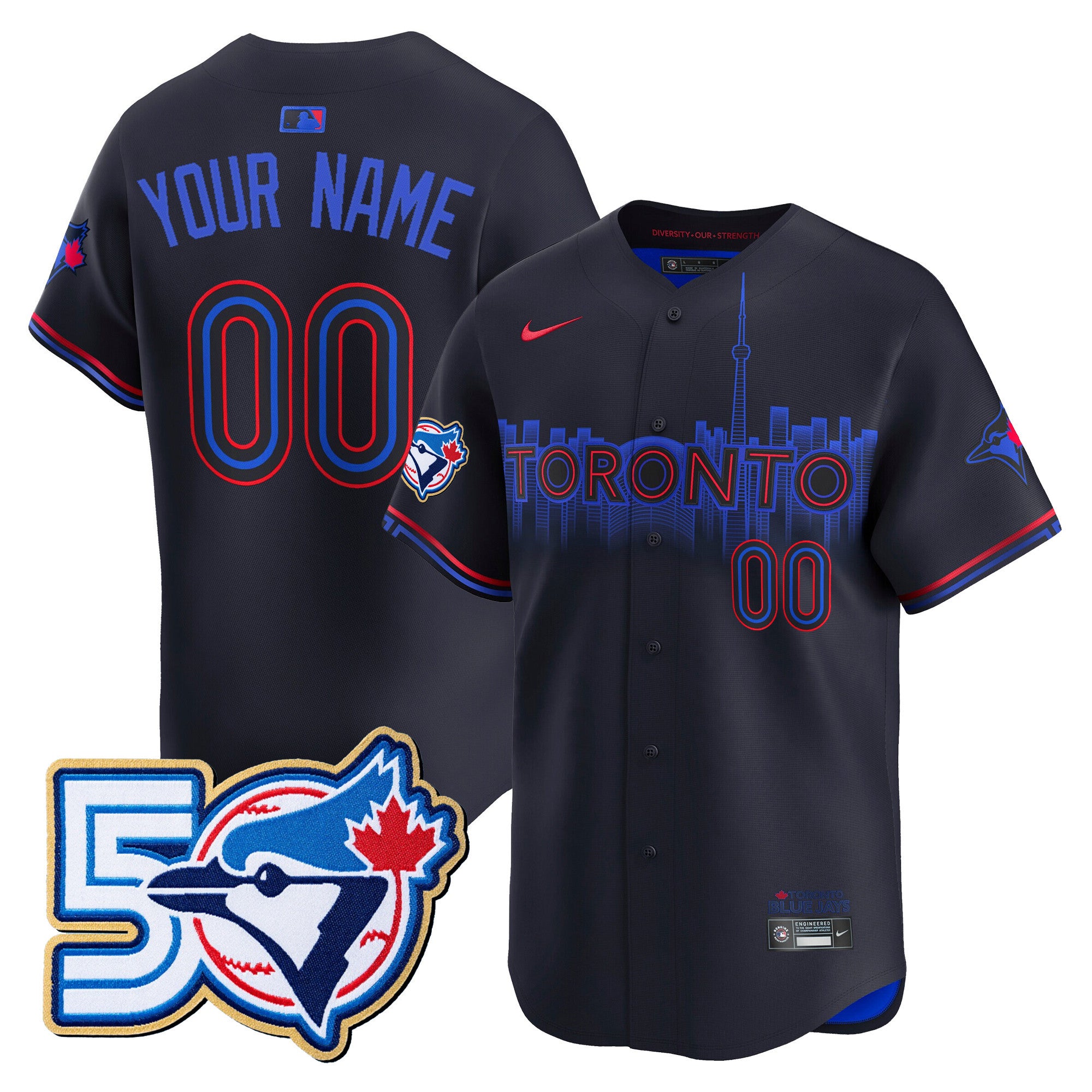 Toronto Blue Jays 50 Seasons Patch Vapor Premier Limited Custom Jersey - All Stitched