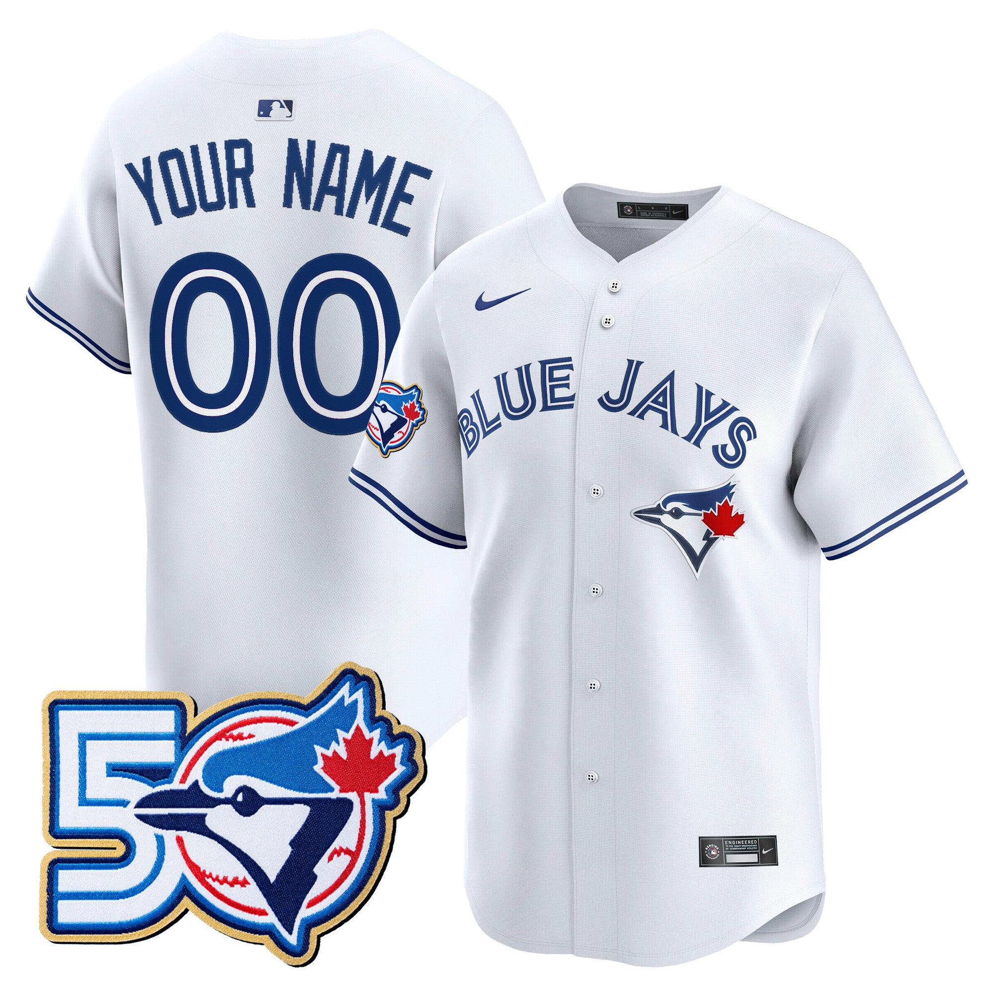 Toronto Blue Jays 50 Seasons Patch Vapor Premier Limited Custom Jersey - All Stitched