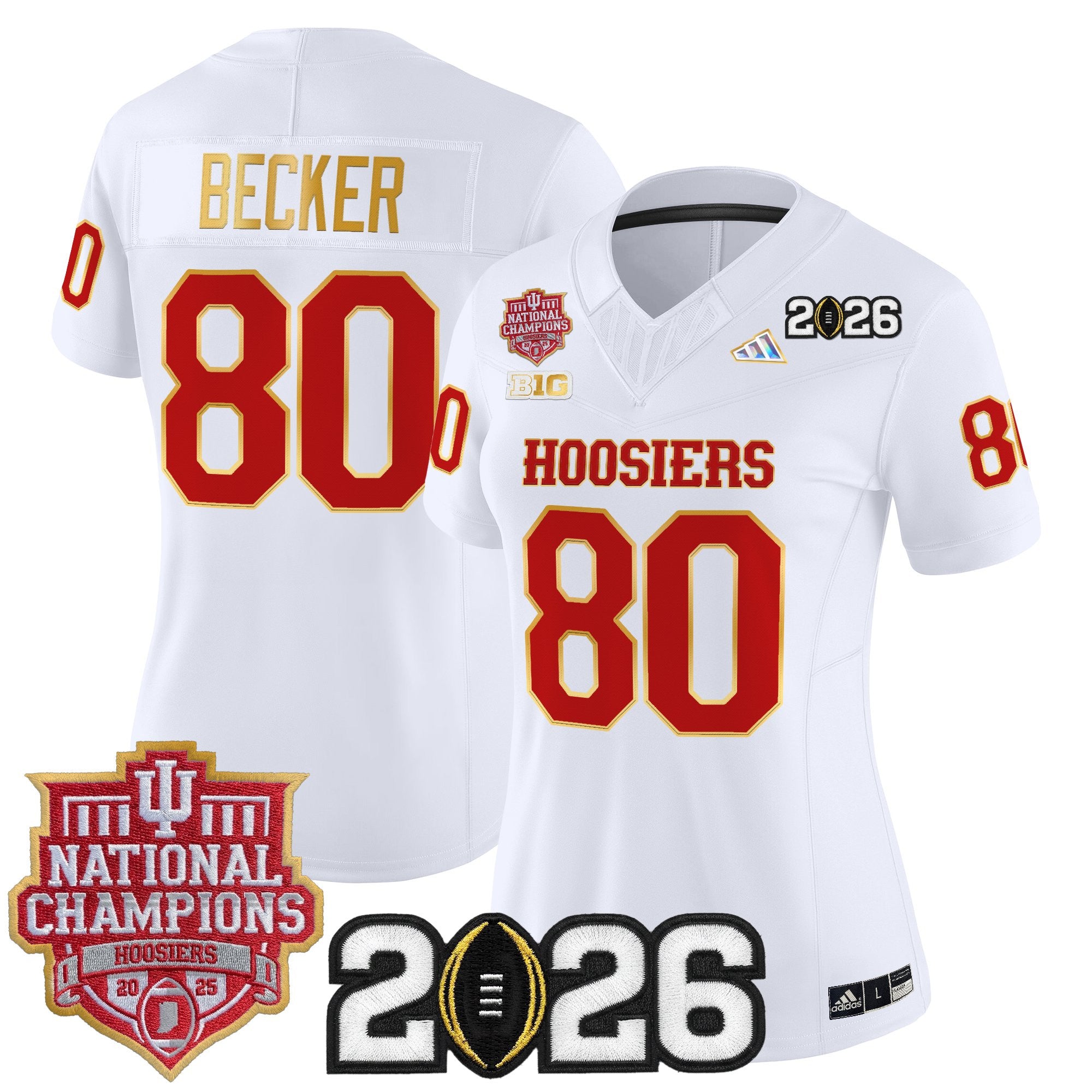 Women's Indiana Hoosiers 2025 National Champions & 2026 CFP Final Patch Gold Trim Vapor Limited Jersey - All Stitched