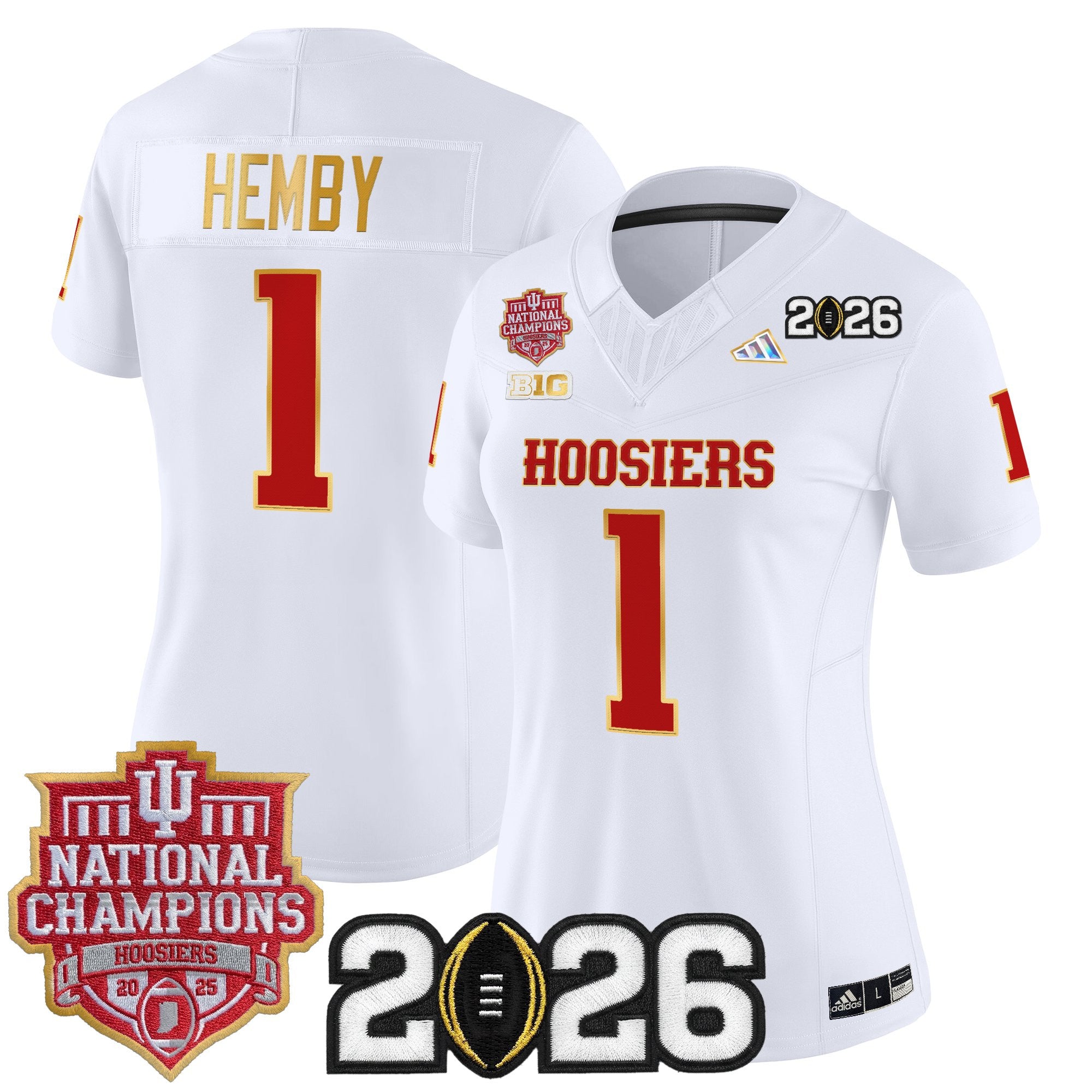 Women's Indiana Hoosiers 2025 National Champions & 2026 CFP Final Patch Gold Trim Vapor Limited Jersey - All Stitched