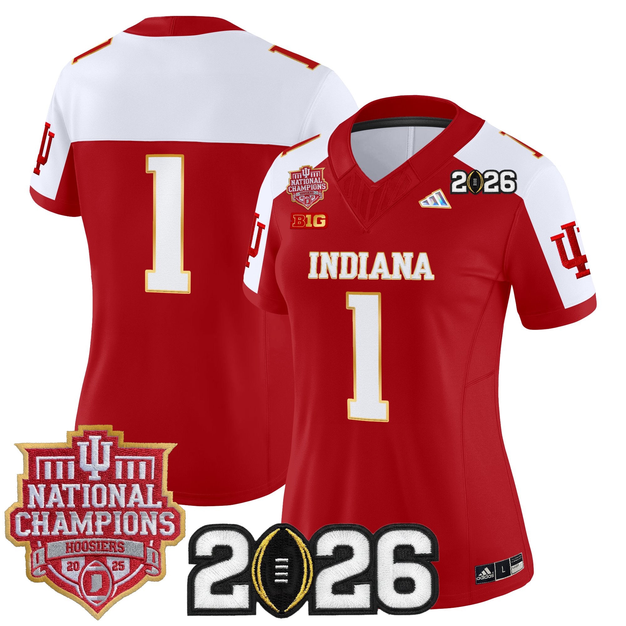 Women's Indiana Hoosiers 2025 National Champions & 2026 CFP Final Patch Gold Trim Vapor Limited Jersey - All Stitched