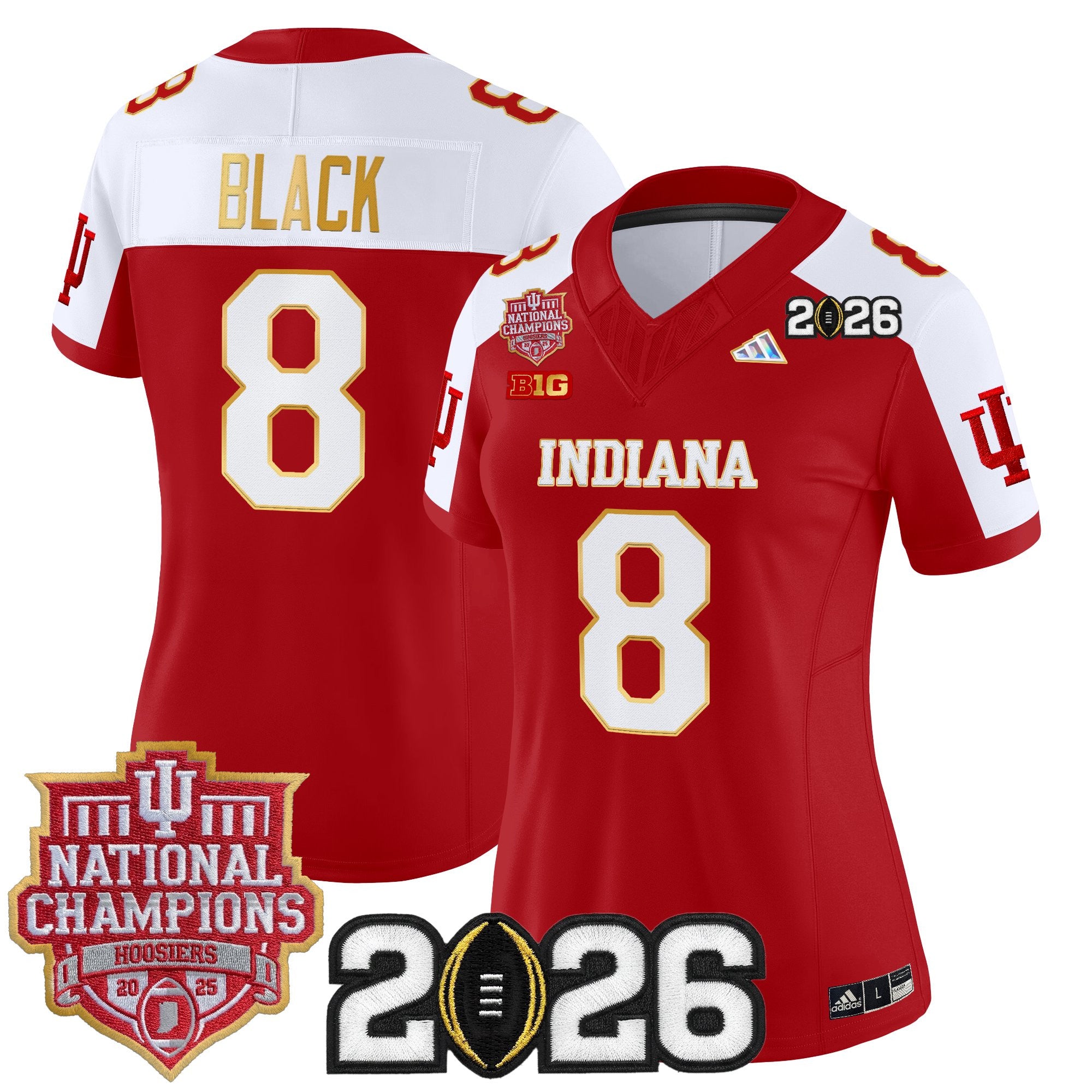 Women's Indiana Hoosiers 2025 National Champions & 2026 CFP Final Patch Gold Trim Vapor Limited Jersey - All Stitched