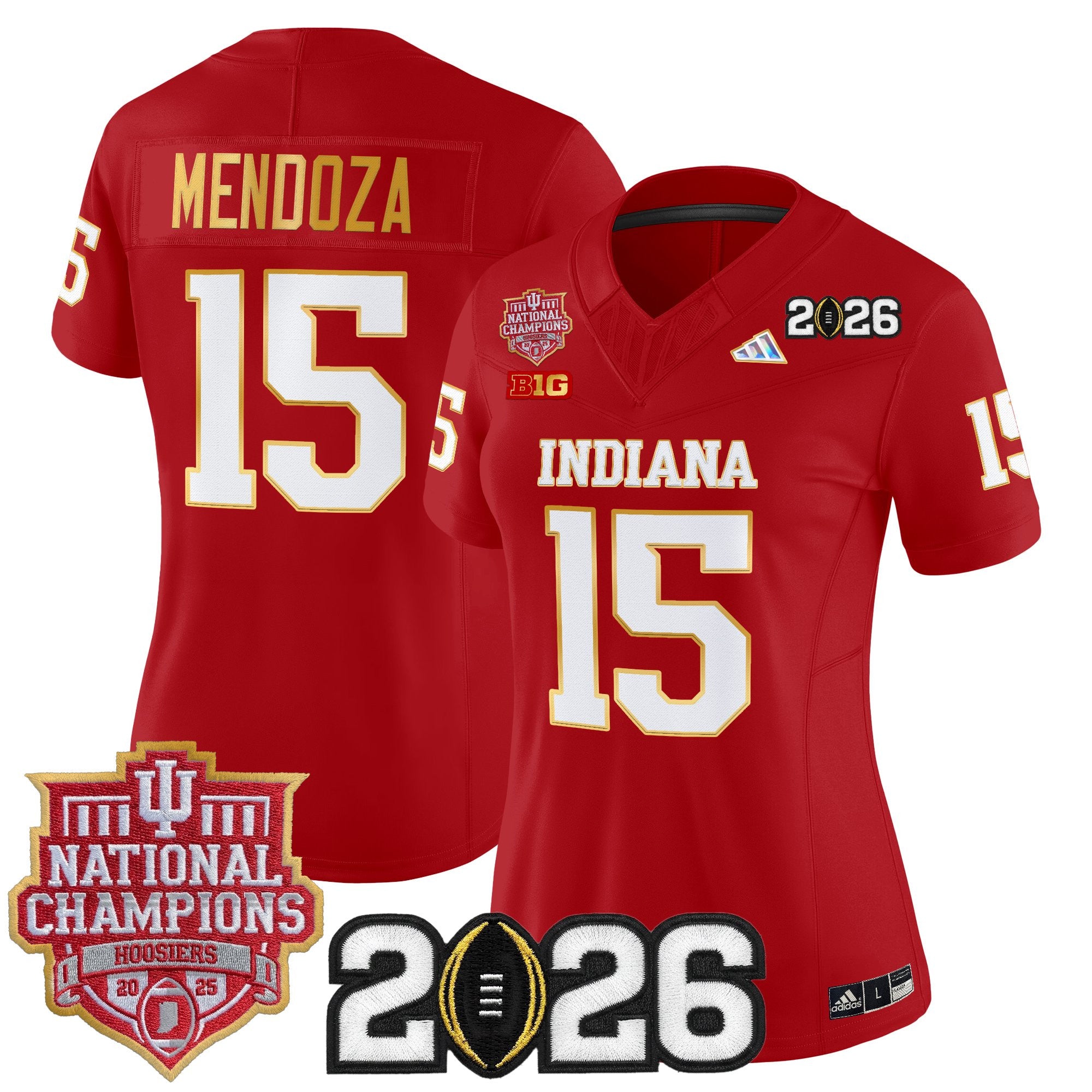 Women's Indiana Hoosiers 2025 National Champions & 2026 CFP Final Patch Gold Trim Vapor Limited Jersey - All Stitched