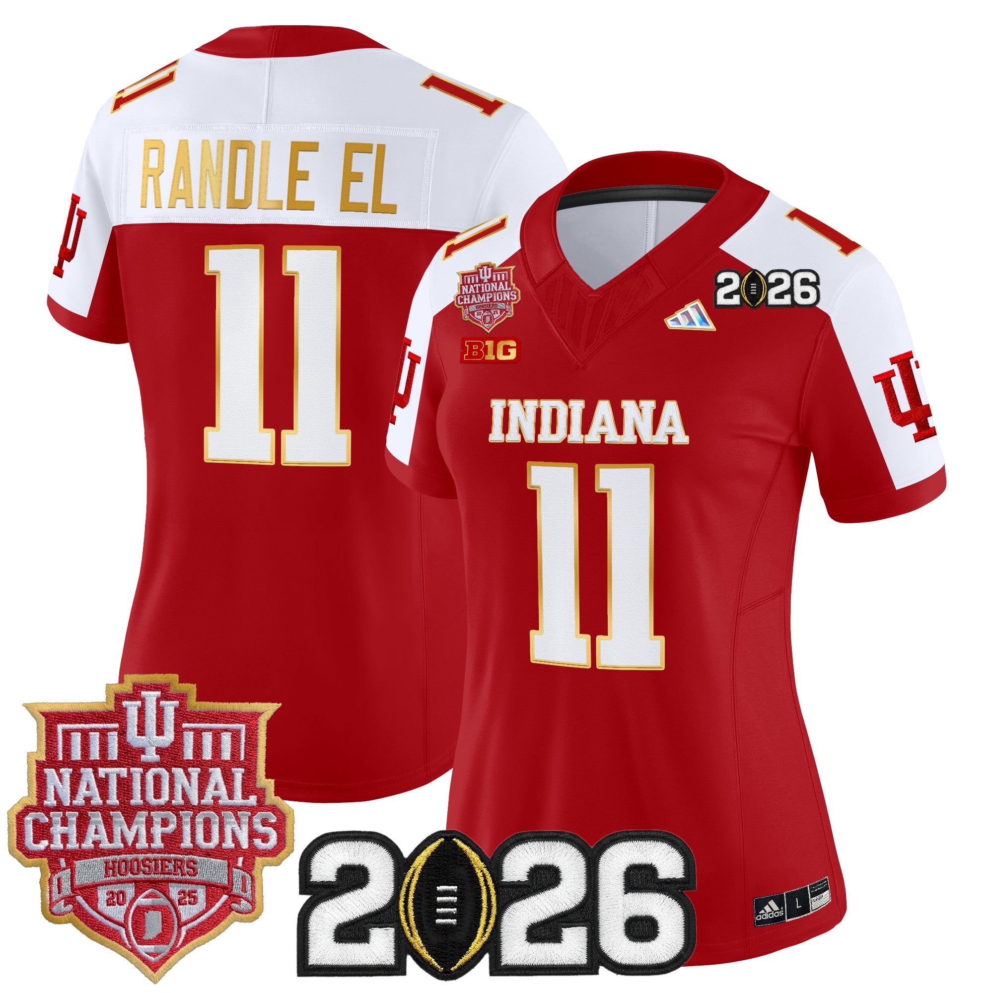 Women's Indiana Hoosiers 2025 National Champions & 2026 CFP Final Patch Gold Trim Vapor Limited Jersey - All Stitched