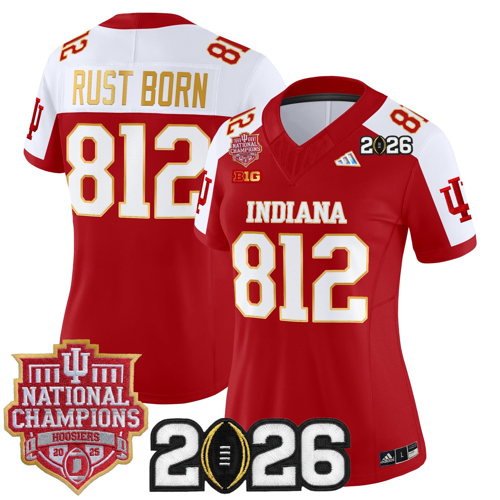 Women's Indiana Hoosiers 2025 National Champions & 2026 CFP Final Patch Gold Trim Vapor Limited Jersey - All Stitched