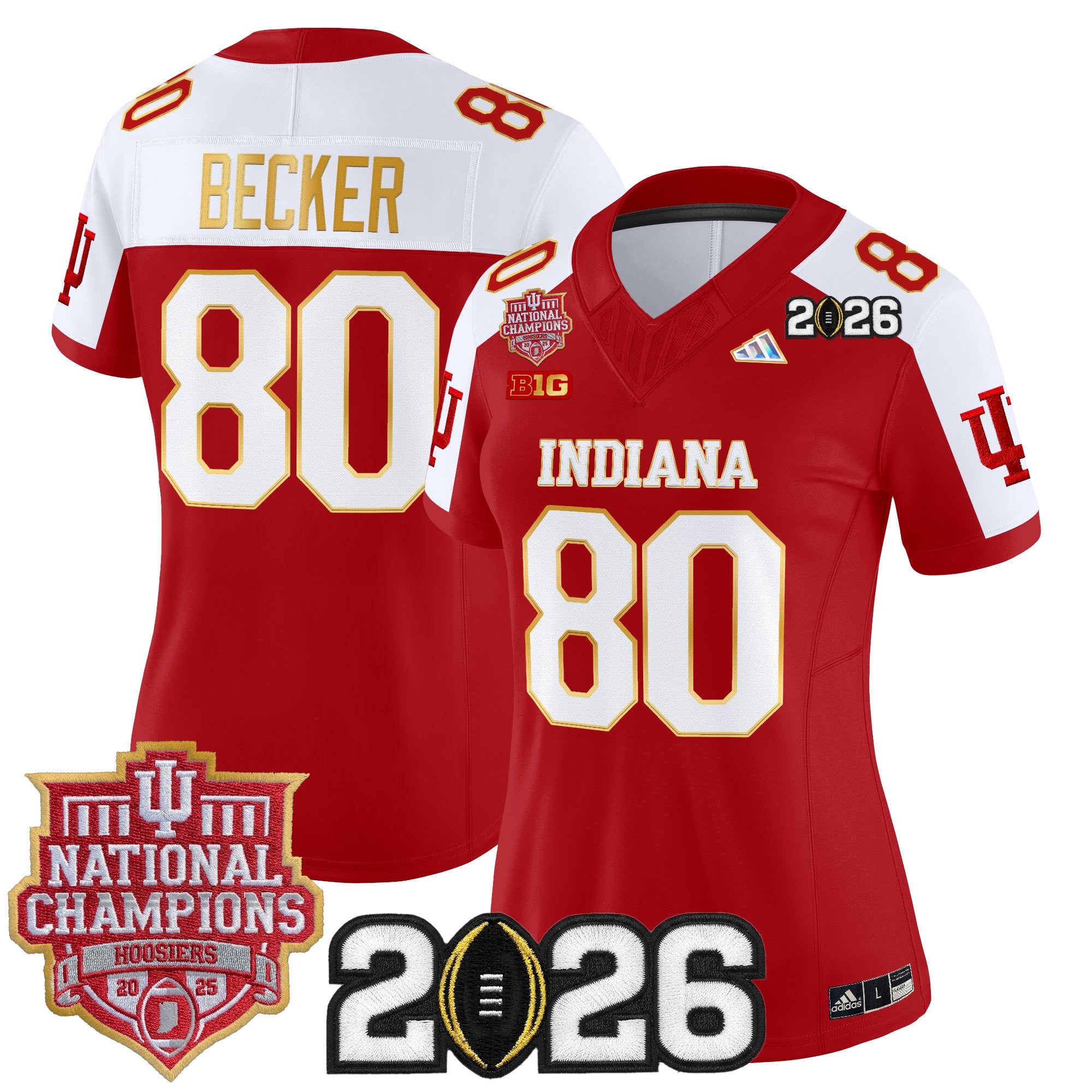 Women's Indiana Hoosiers 2025 National Champions & 2026 CFP Final Patch Gold Trim Vapor Limited Jersey - All Stitched