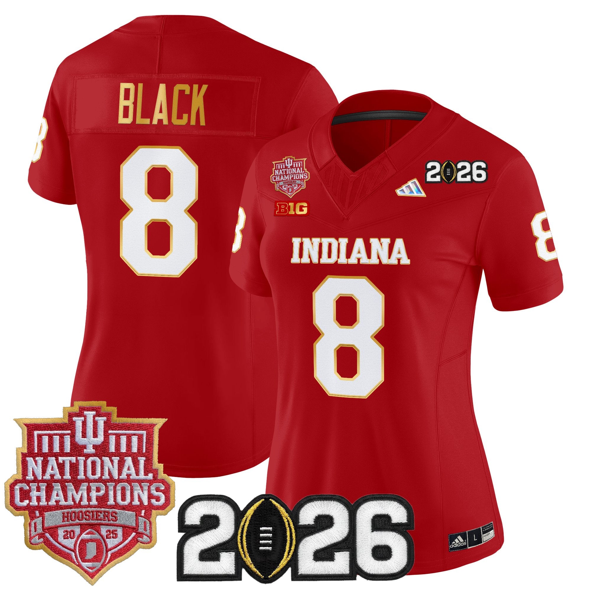 Women's Indiana Hoosiers 2025 National Champions & 2026 CFP Final Patch Gold Trim Vapor Limited Jersey - All Stitched