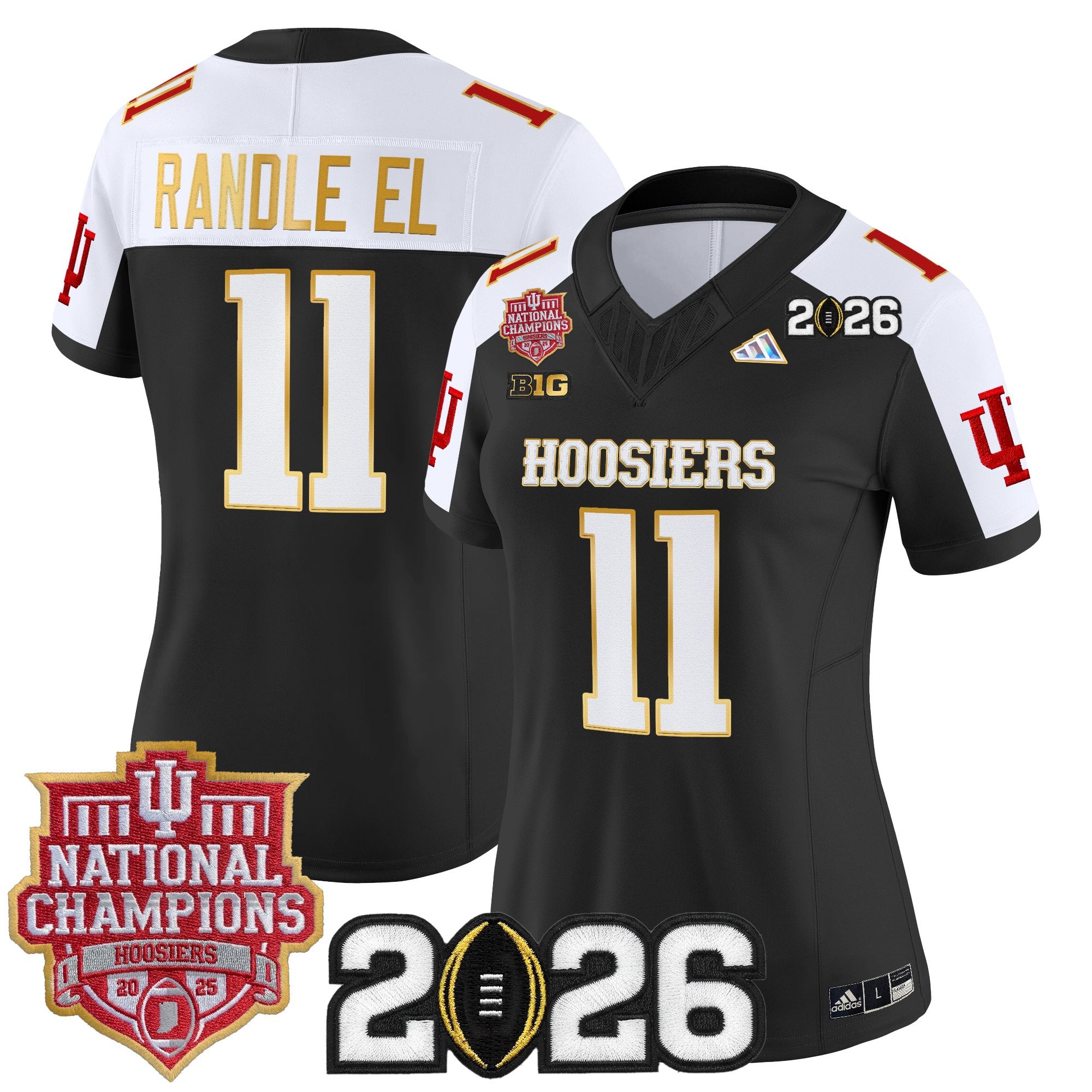 Women's Indiana Hoosiers 2025 National Champions & 2026 CFP Final Patch Gold Trim Vapor Limited Jersey - All Stitched