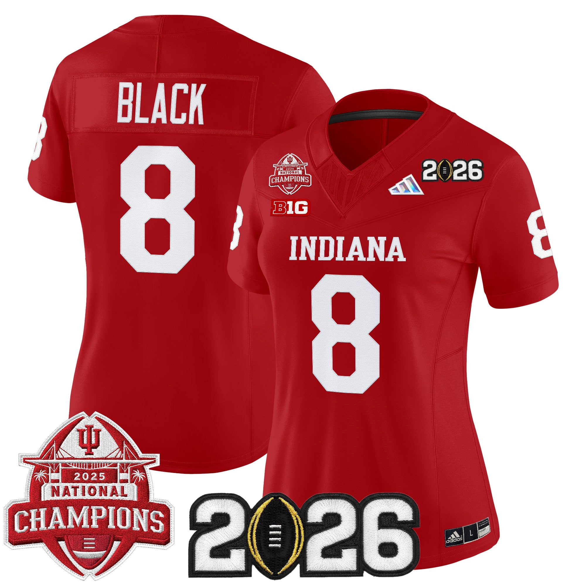 Women's Indiana Hoosiers 2025 National Champions & 2026 CFP Final Patch Vapor Limited Jersey V2 - All Stitched