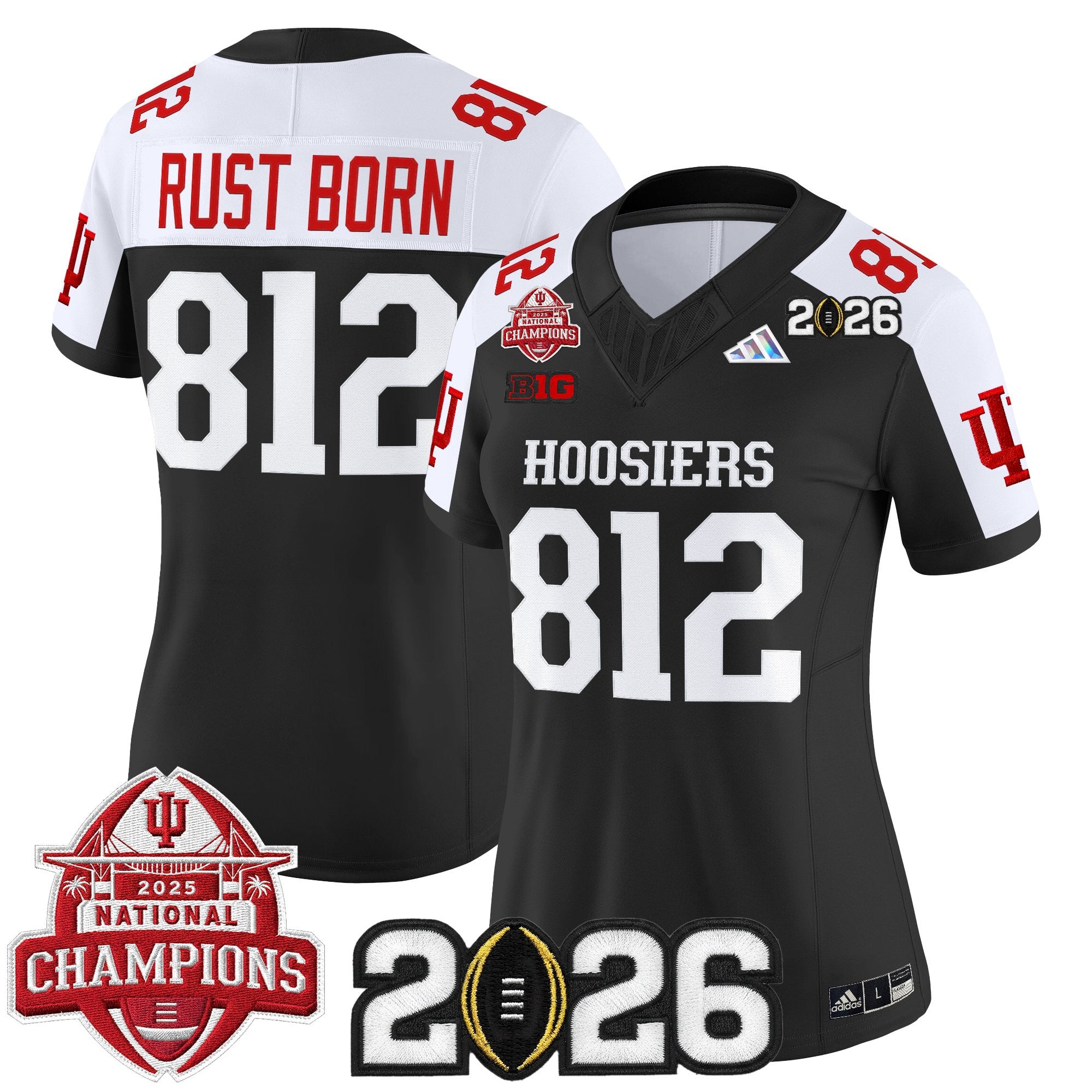 Women's Indiana Hoosiers 2025 National Champions & 2026 CFP Final Patch Vapor Limited Jersey V2 - All Stitched