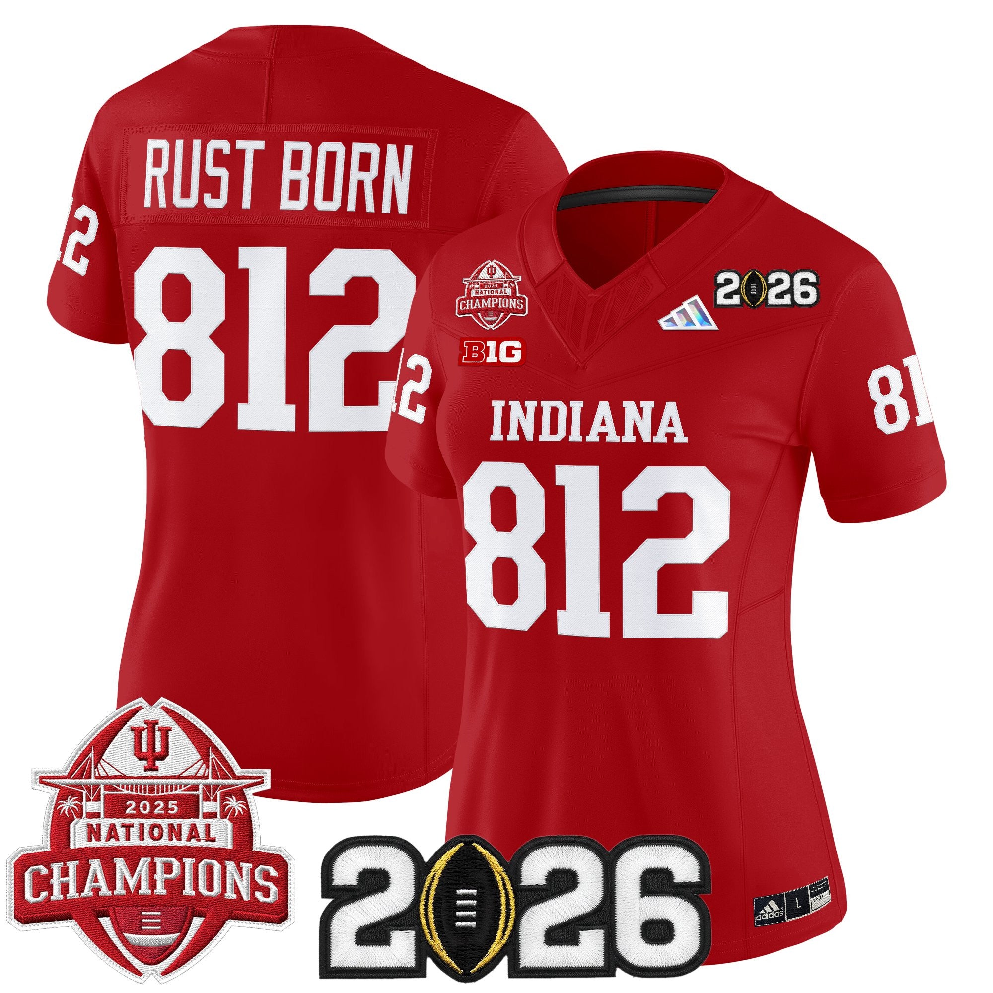 Women's Indiana Hoosiers 2025 National Champions & 2026 CFP Final Patch Vapor Limited Jersey V2 - All Stitched
