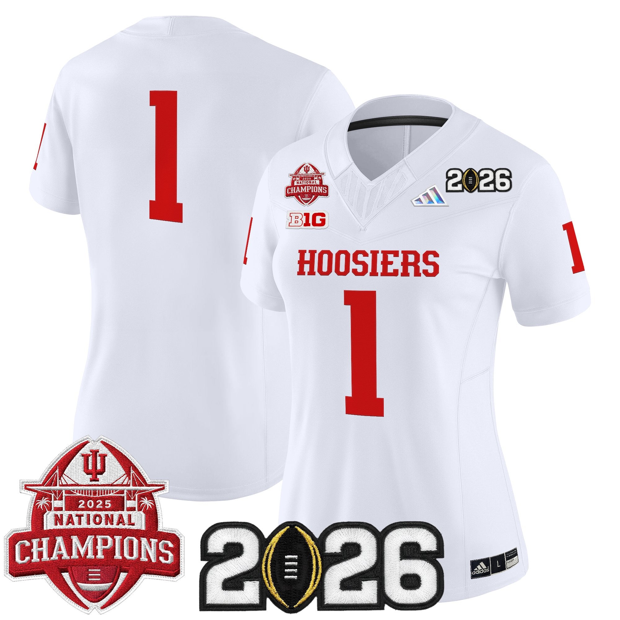 Women's Indiana Hoosiers 2025 National Champions & 2026 CFP Final Patch Vapor Limited Jersey V2 - All Stitched