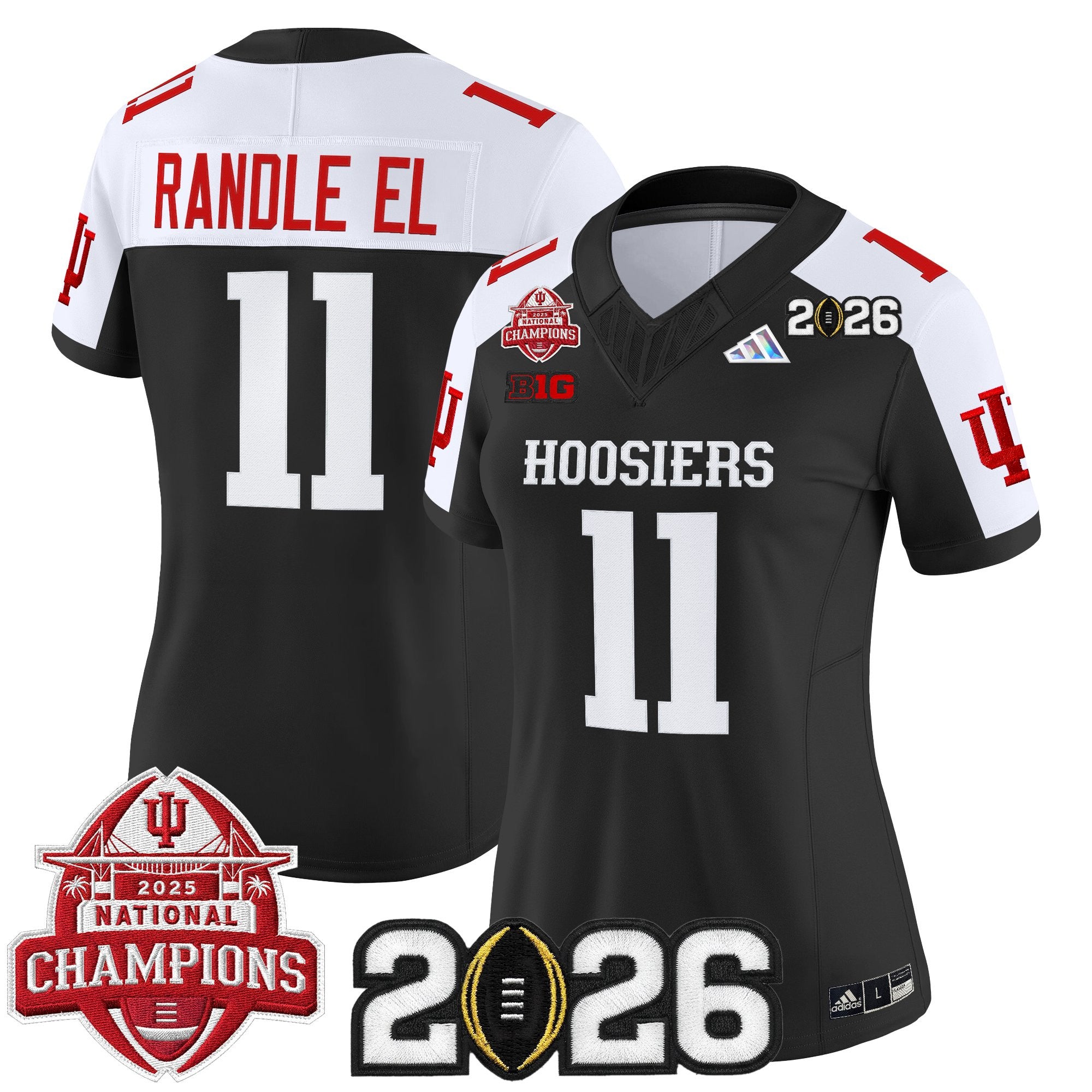 Women's Indiana Hoosiers 2025 National Champions & 2026 CFP Final Patch Vapor Limited Jersey V2 - All Stitched