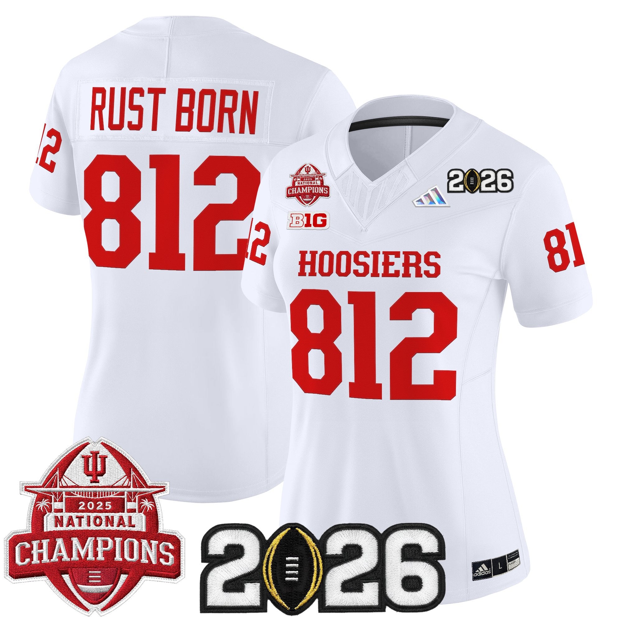 Women's Indiana Hoosiers 2025 National Champions & 2026 CFP Final Patch Vapor Limited Jersey V2 - All Stitched