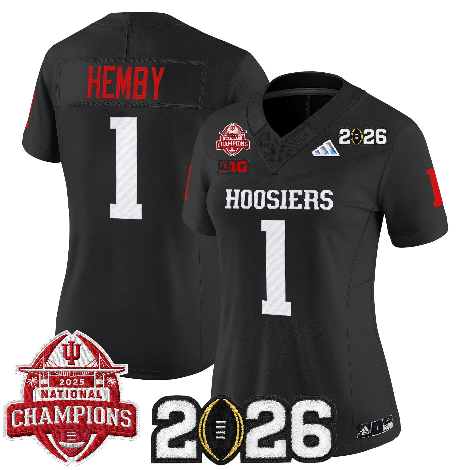 Women's Indiana Hoosiers 2025 National Champions & 2026 CFP Final Patch Vapor Limited Jersey V2 - All Stitched