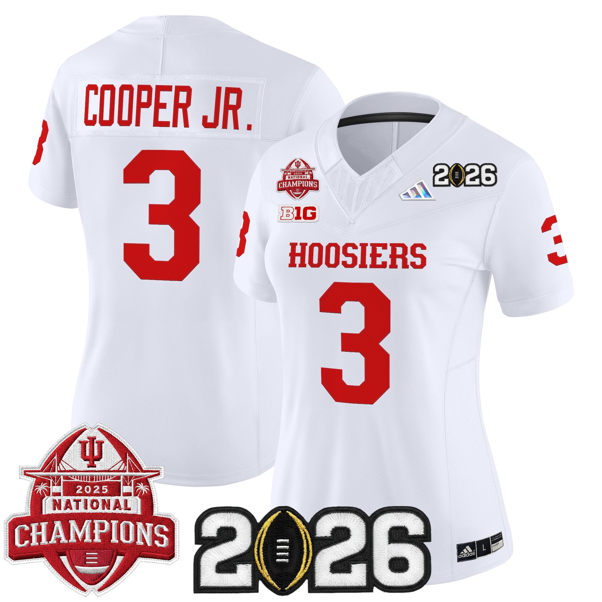 Women's Indiana Hoosiers 2025 National Champions & 2026 CFP Final Patch Vapor Limited Jersey V2 - All Stitched