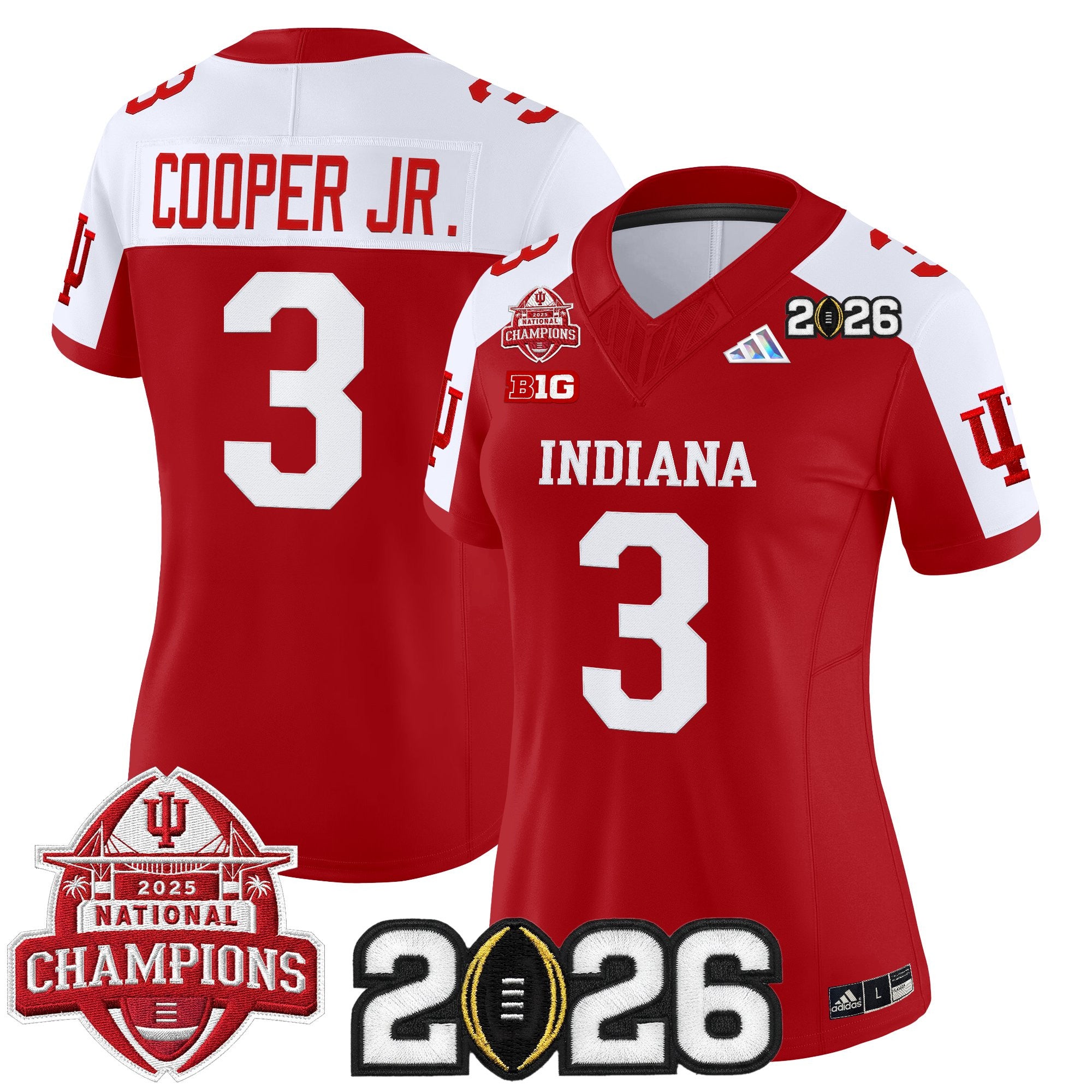 Women's Indiana Hoosiers 2025 National Champions & 2026 CFP Final Patch Vapor Limited Jersey V2 - All Stitched