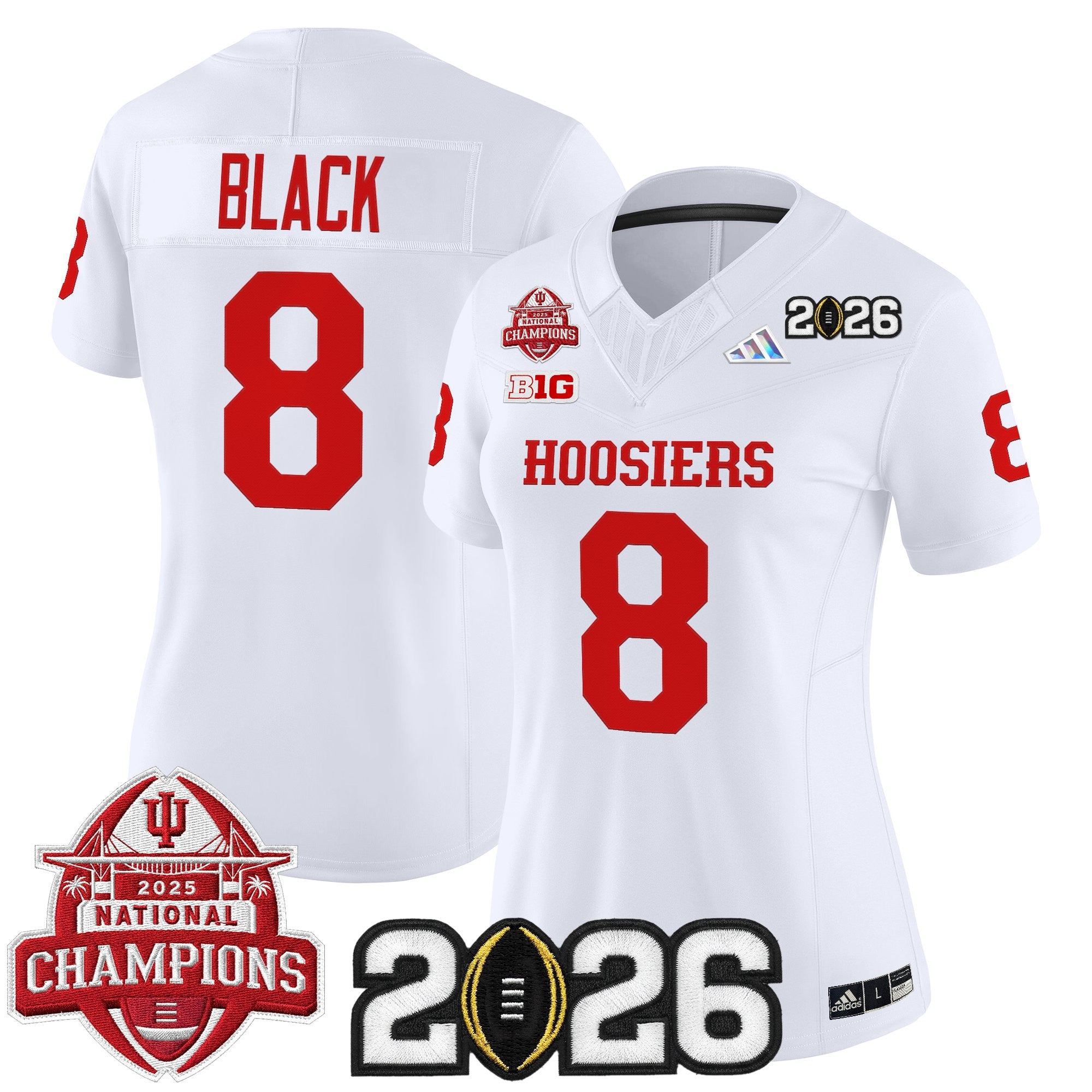 Women's Indiana Hoosiers 2025 National Champions & 2026 CFP Final Patch Vapor Limited Jersey V2 - All Stitched