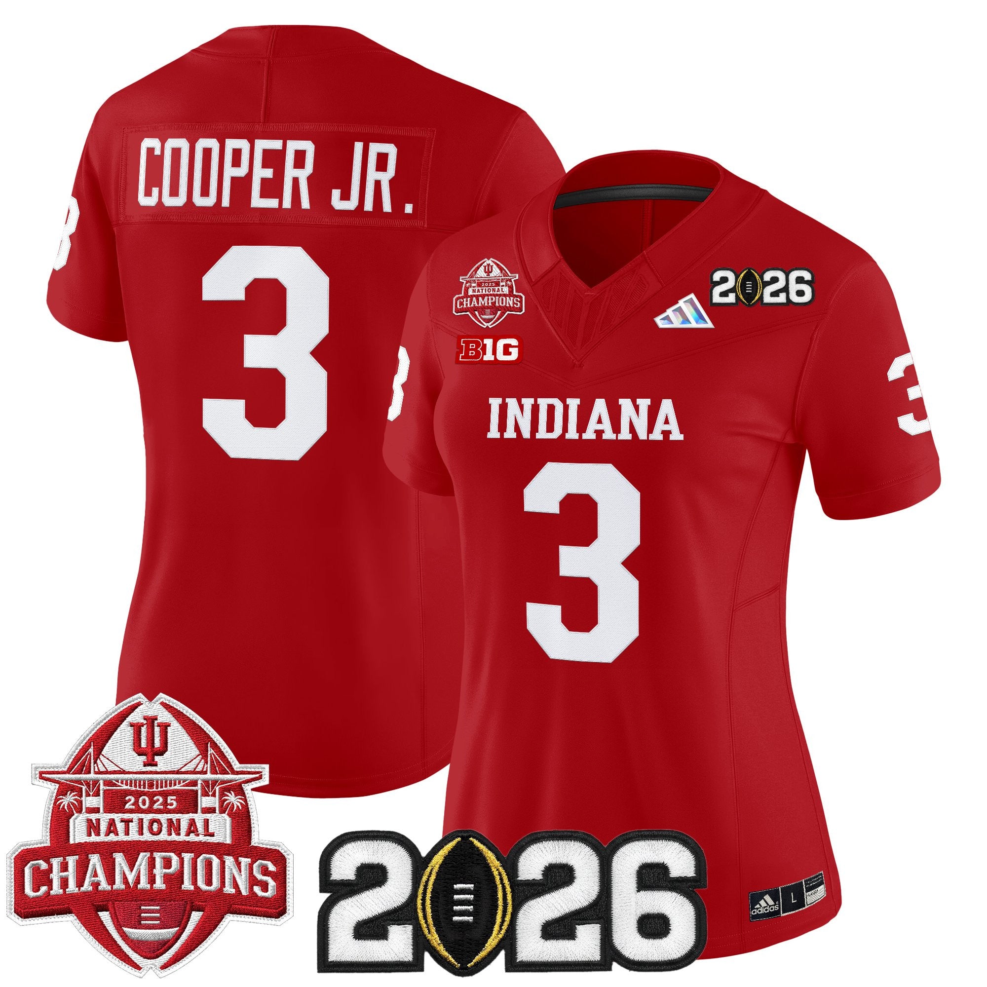 Women's Indiana Hoosiers 2025 National Champions & 2026 CFP Final Patch Vapor Limited Jersey V2 - All Stitched