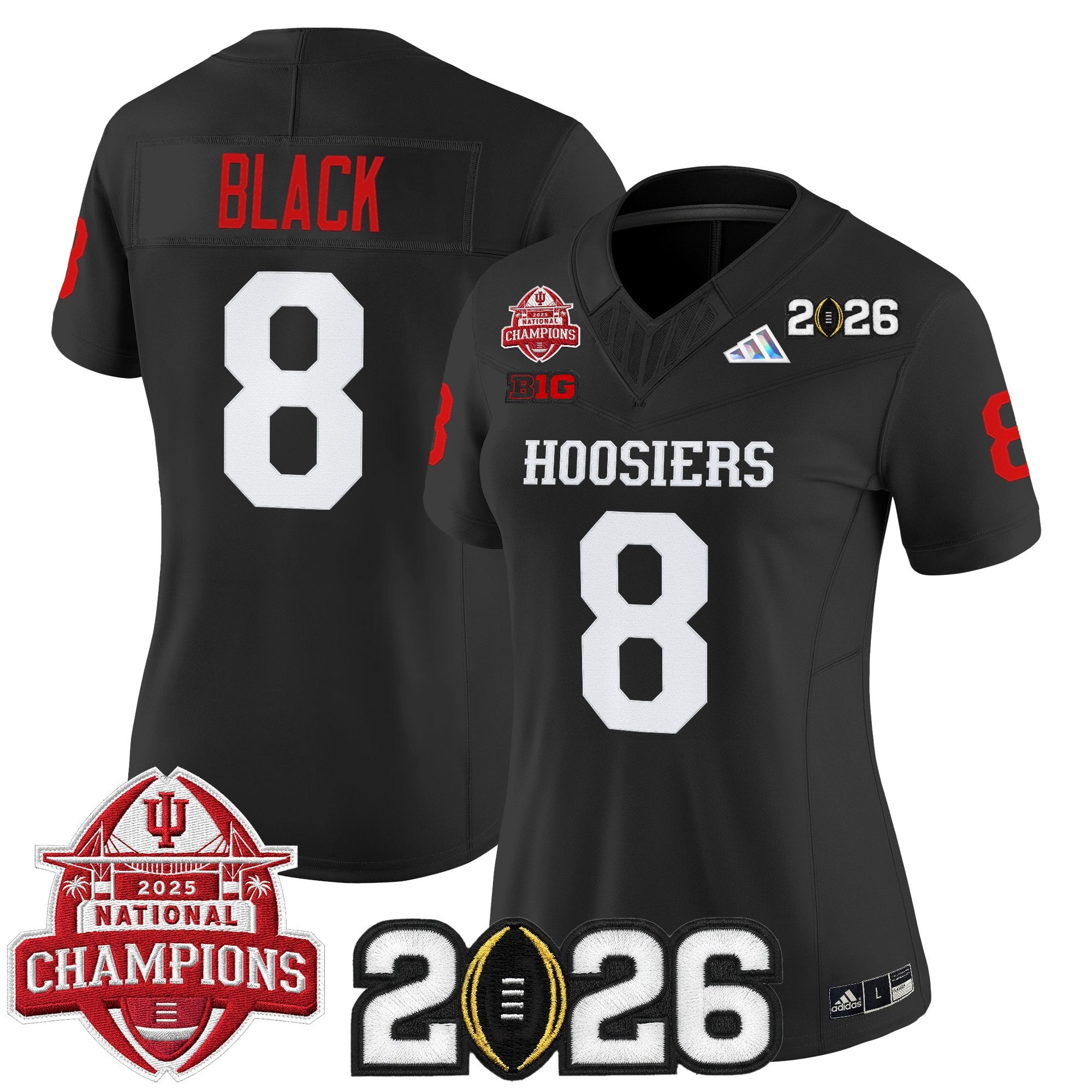 Women's Indiana Hoosiers 2025 National Champions & 2026 CFP Final Patch Vapor Limited Jersey V2 - All Stitched