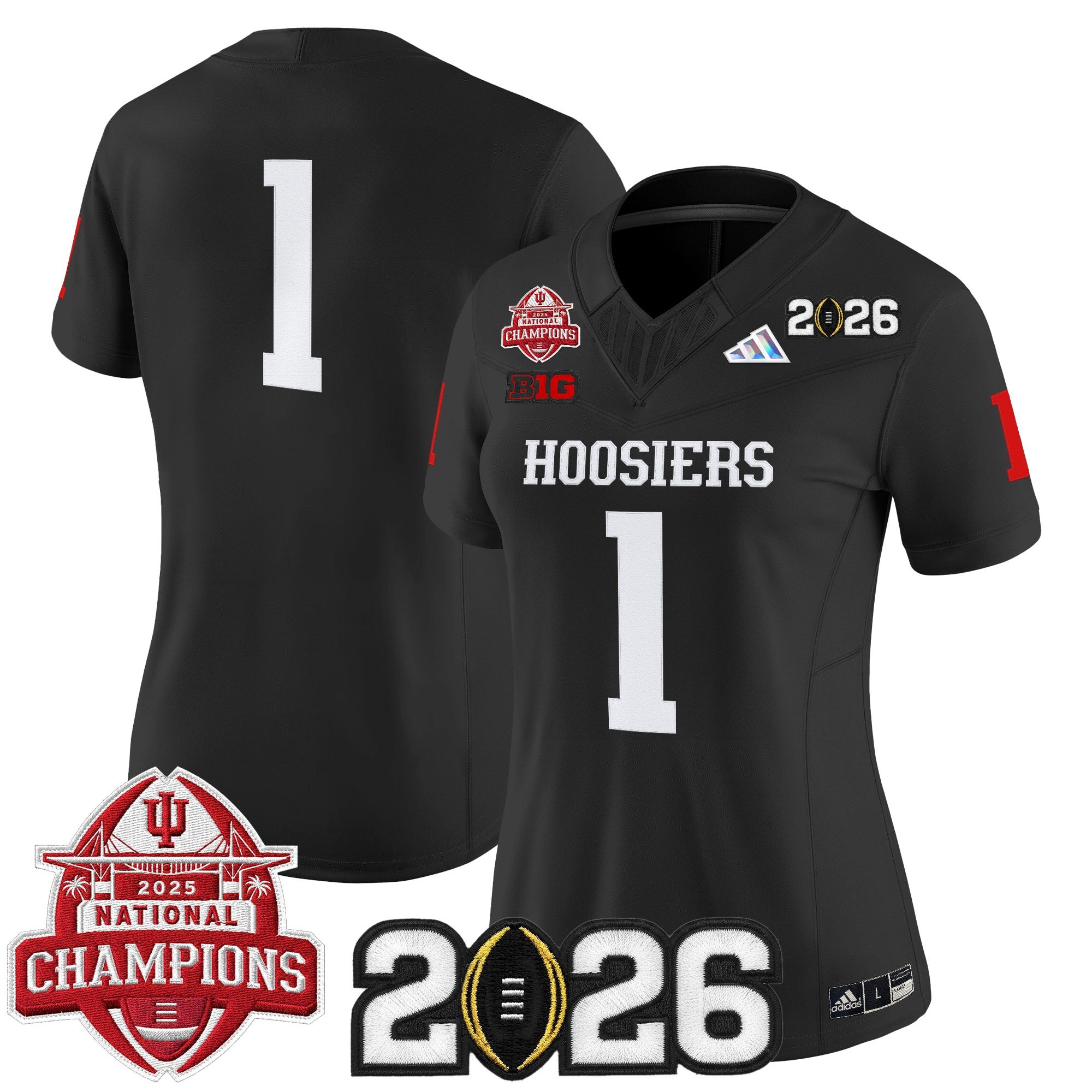 Women's Indiana Hoosiers 2025 National Champions & 2026 CFP Final Patch Vapor Limited Jersey V2 - All Stitched