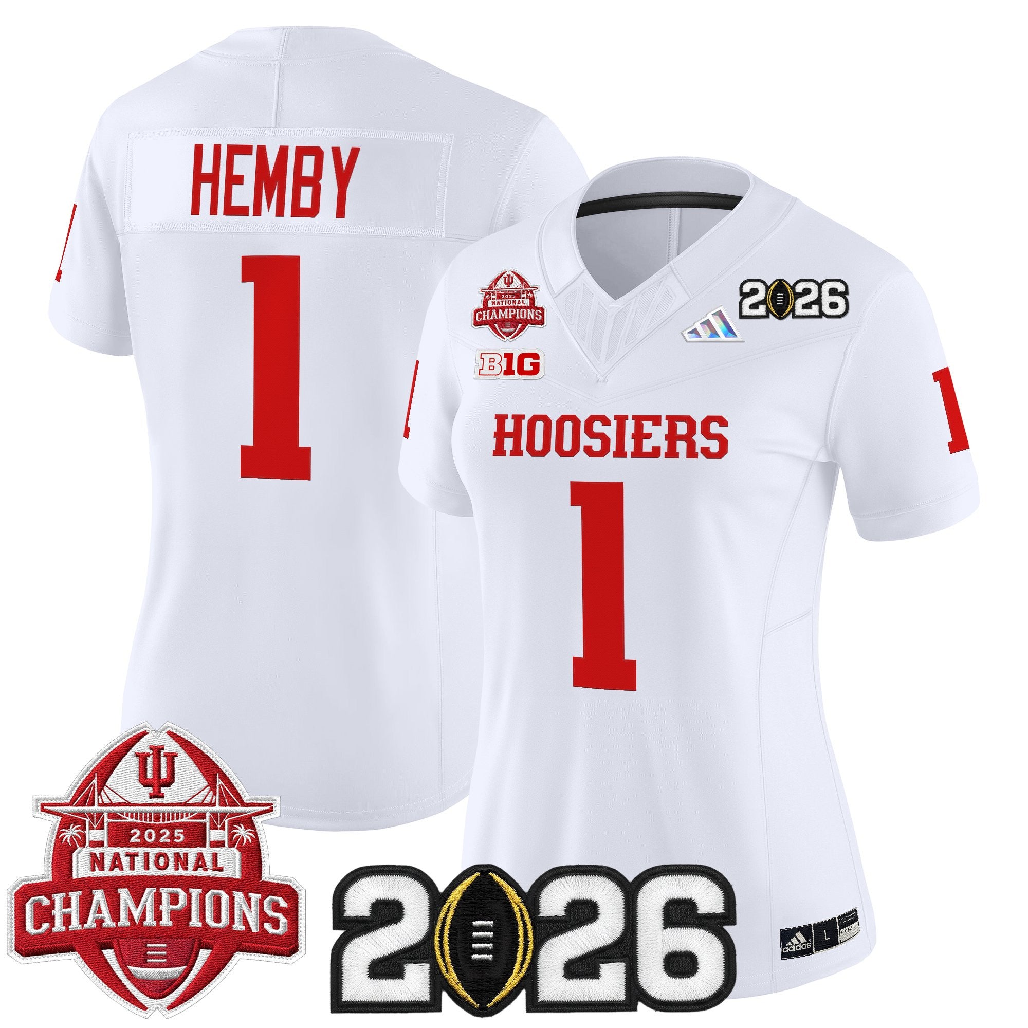 Women's Indiana Hoosiers 2025 National Champions & 2026 CFP Final Patch Vapor Limited Jersey V2 - All Stitched