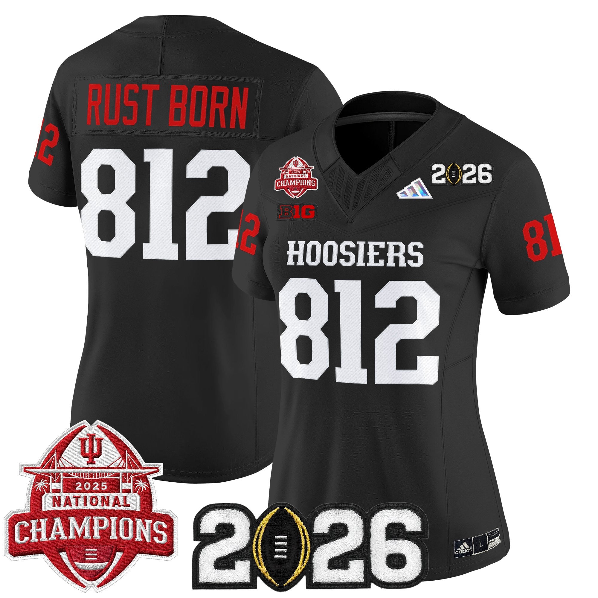 Women's Indiana Hoosiers 2025 National Champions & 2026 CFP Final Patch Vapor Limited Jersey V2 - All Stitched
