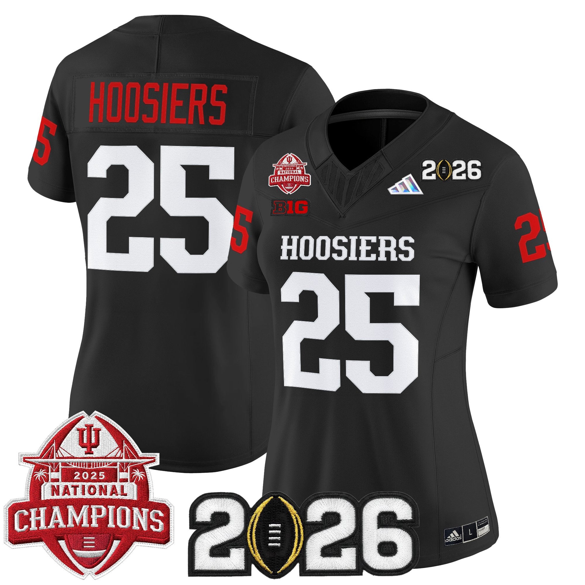 Women's Indiana Hoosiers 2025 National Champions & 2026 CFP Final Patch Vapor Limited Jersey V2 - All Stitched