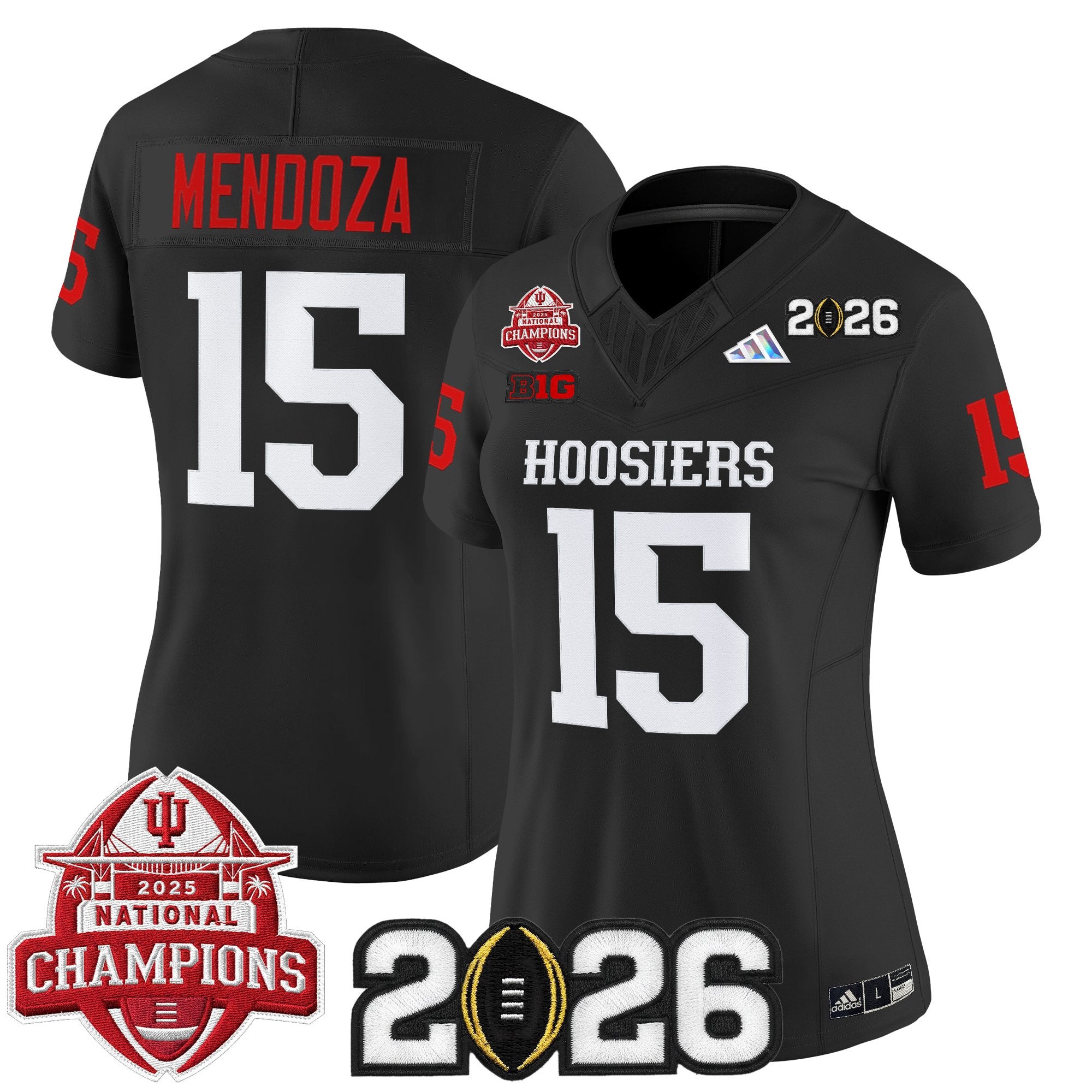 Women's Indiana Hoosiers 2025 National Champions & 2026 CFP Final Patch Vapor Limited Jersey V2 - All Stitched