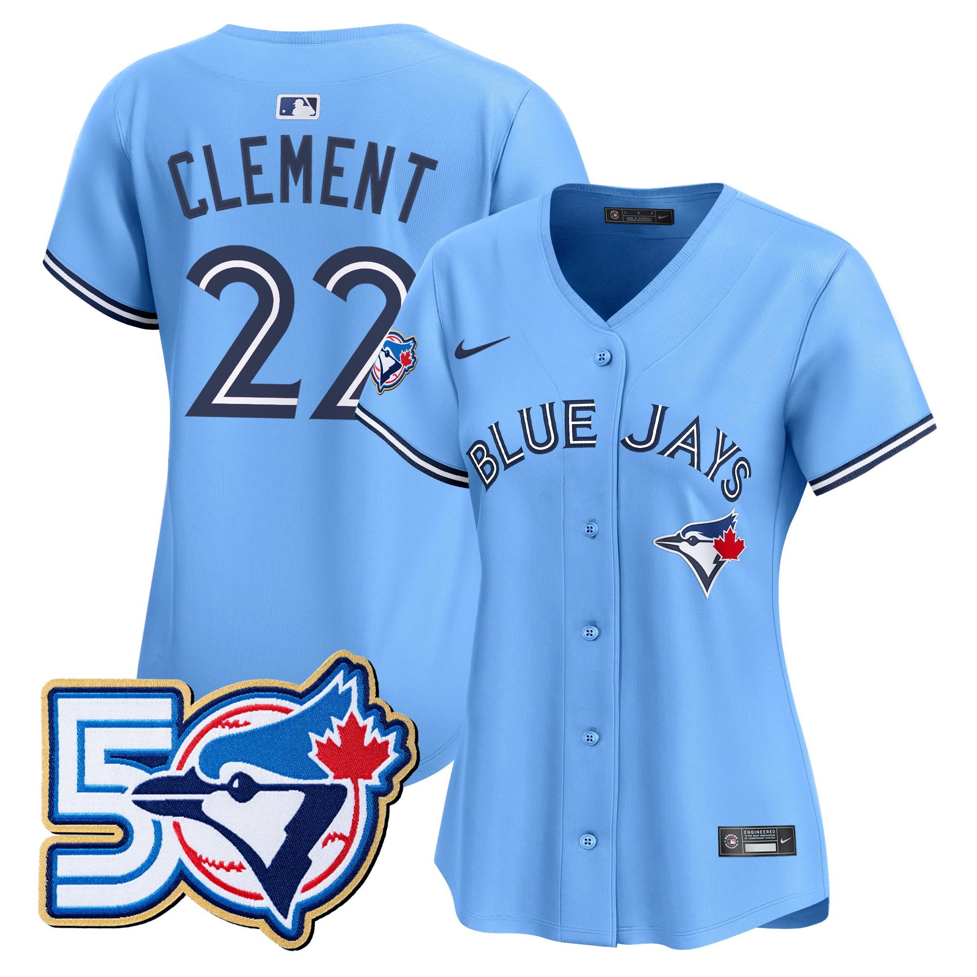 Women's Toronto Blue Jays 50 Seasons Patch Vapor Premier Limited Jersey - All Stitched