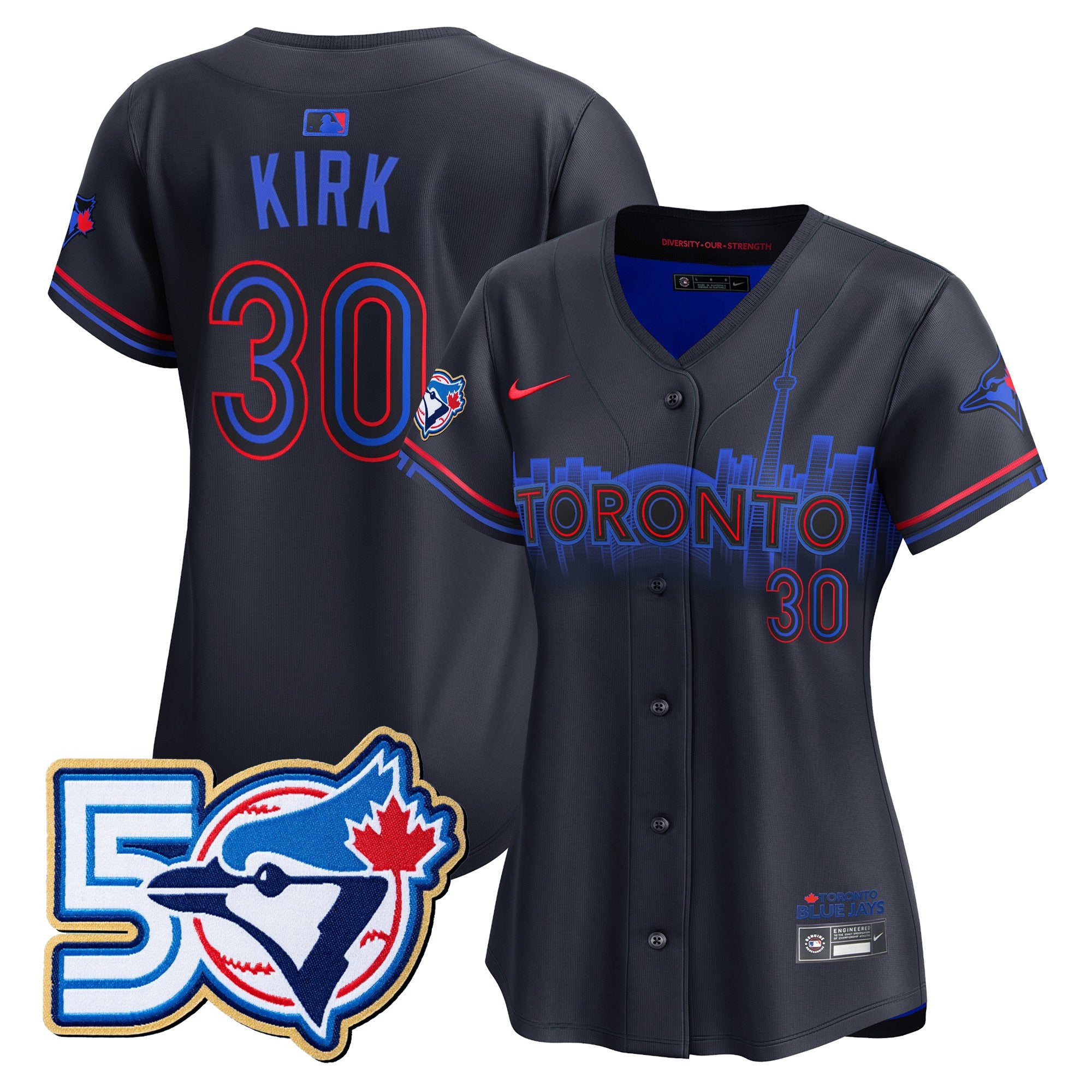 Women's Toronto Blue Jays 50 Seasons Patch Vapor Premier Limited Jersey - All Stitched