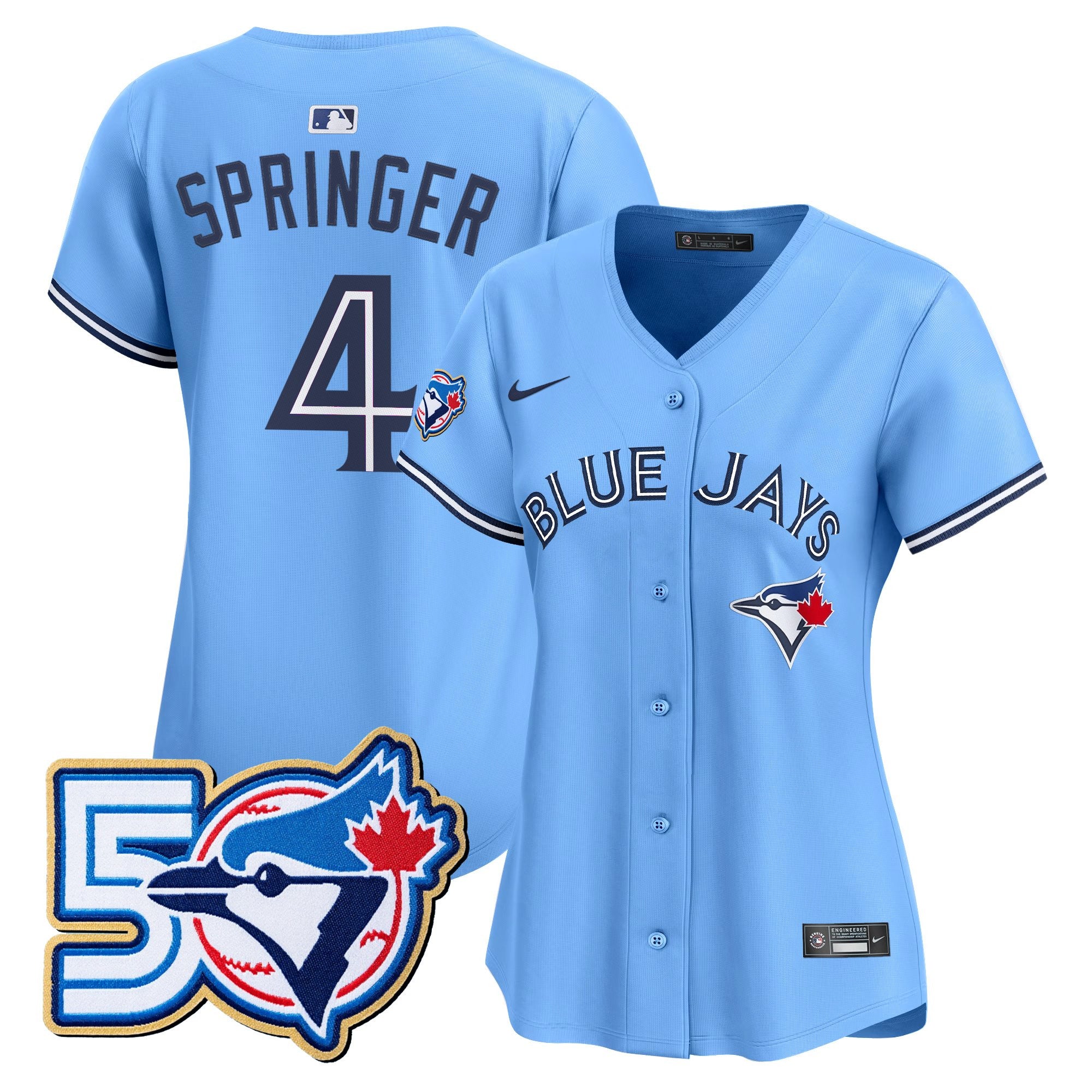 Women's Toronto Blue Jays 50 Seasons Patch Vapor Premier Limited Jersey - All Stitched