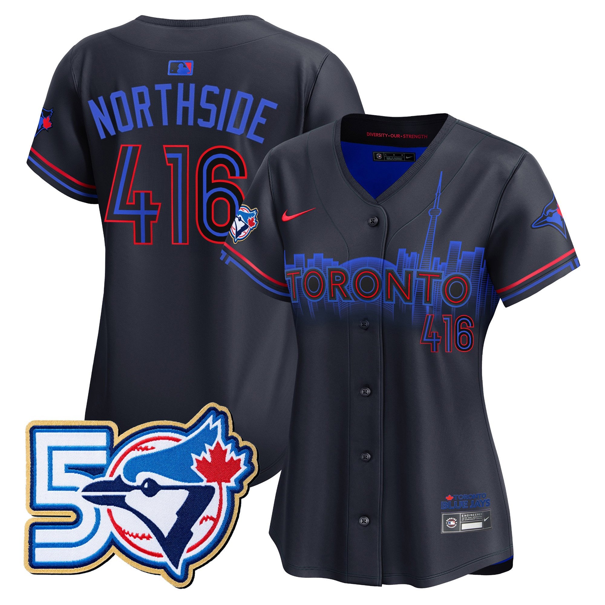 Women's Toronto Blue Jays 50 Seasons Patch Vapor Premier Limited Jersey - All Stitched