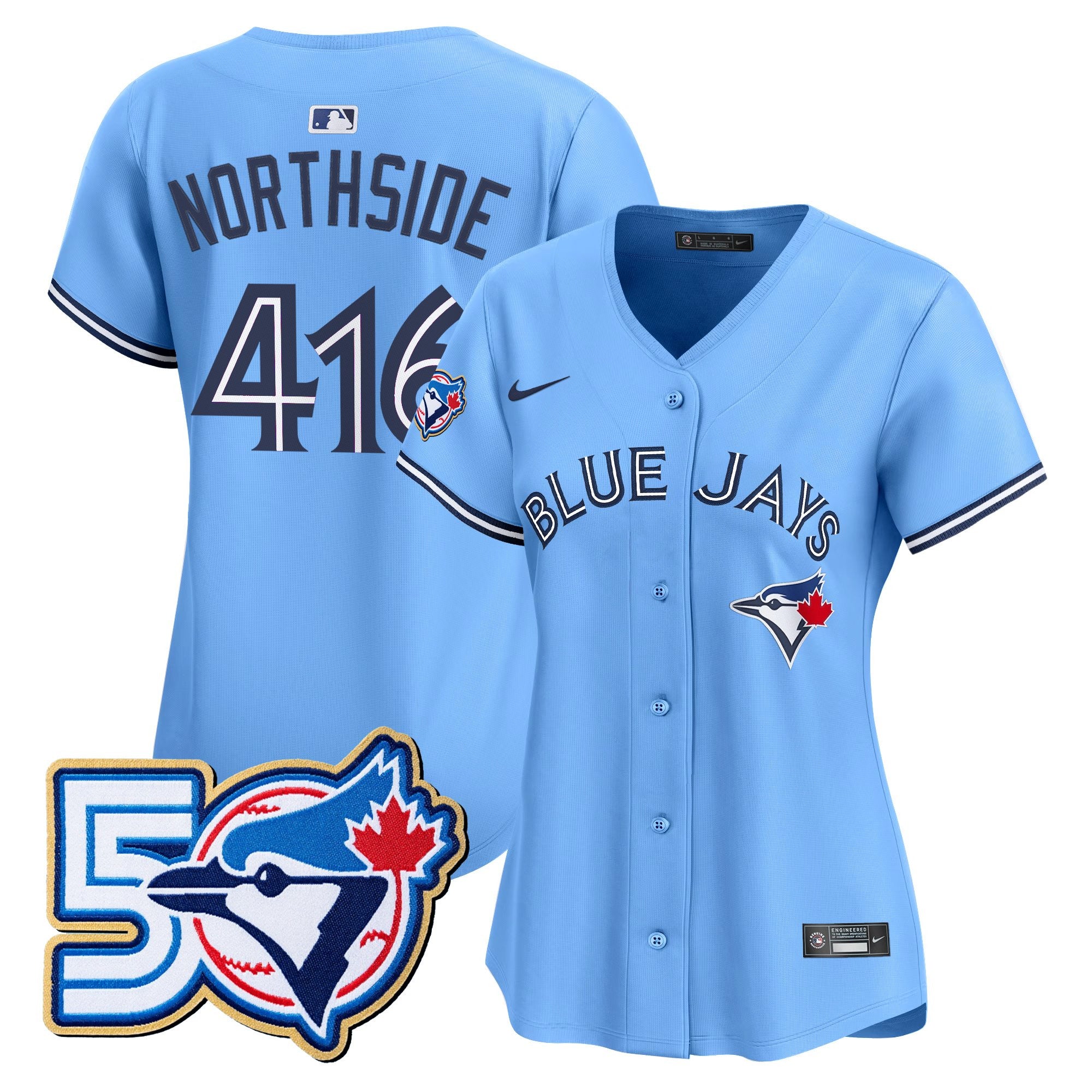 Women's Toronto Blue Jays 50 Seasons Patch Vapor Premier Limited Jersey - All Stitched