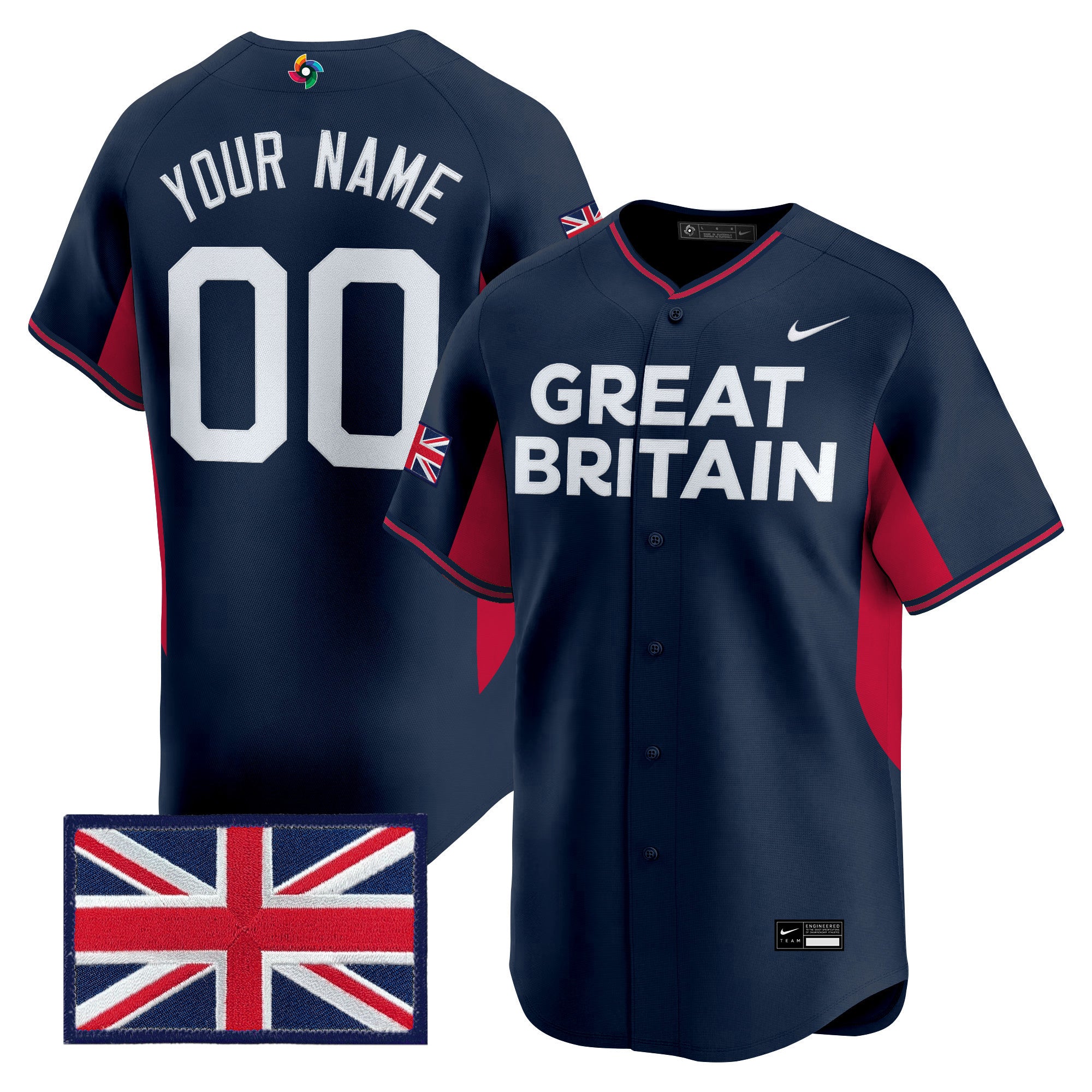 Team Great Britain 2026 World Baseball Classic Vapor Premier Custom Jersey - All Stitched